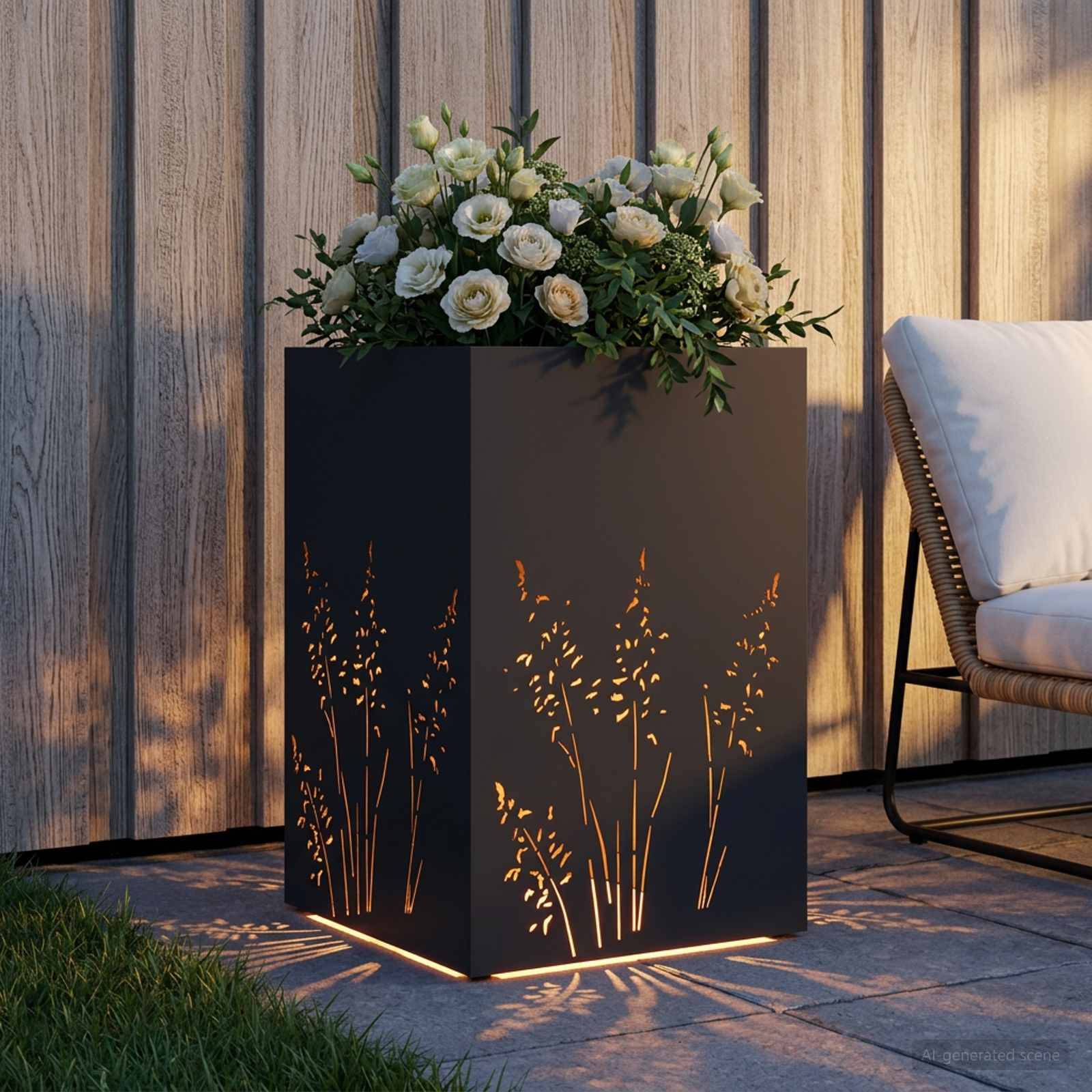vidaXL Garten-Pflanzgefäß Schwarz 50 x 50 x 75 cm Kaltgewalzter Stahl