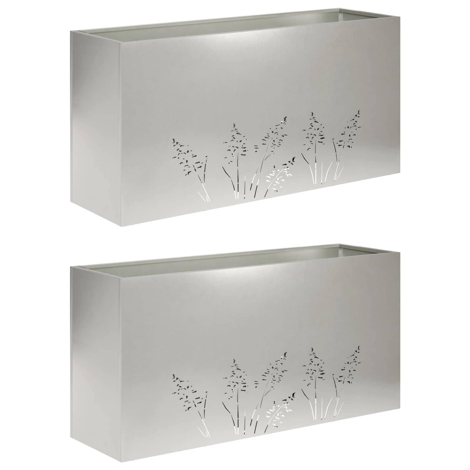 vidaXL Garten-Pflanzgefäß 2 Stk. Silber 100 x 30 x 49 cm Edelstahl