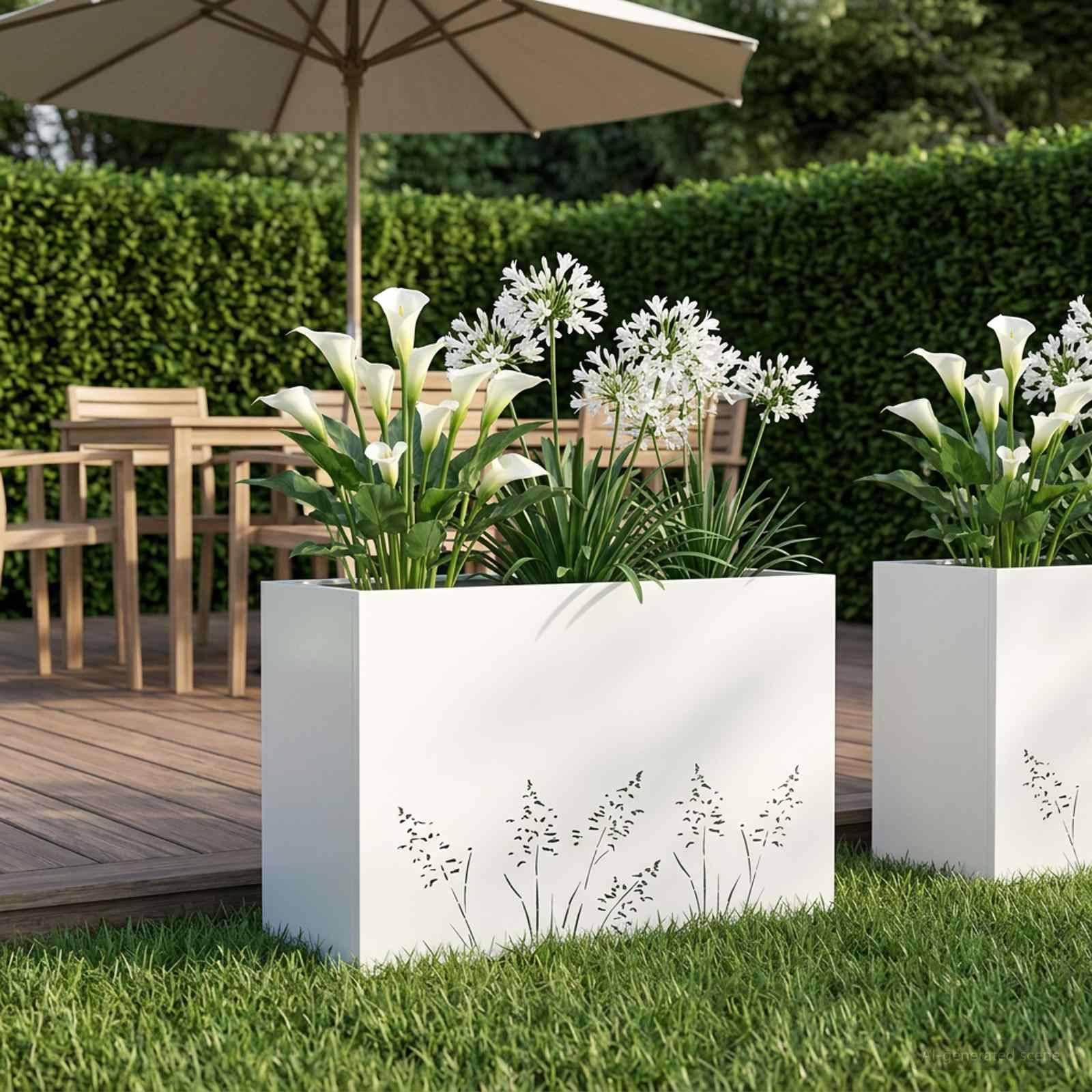 vidaXL Garten-Pflanzgefäß Weiß 80 x 30 x 49 cm Kaltgewalzter Stahl