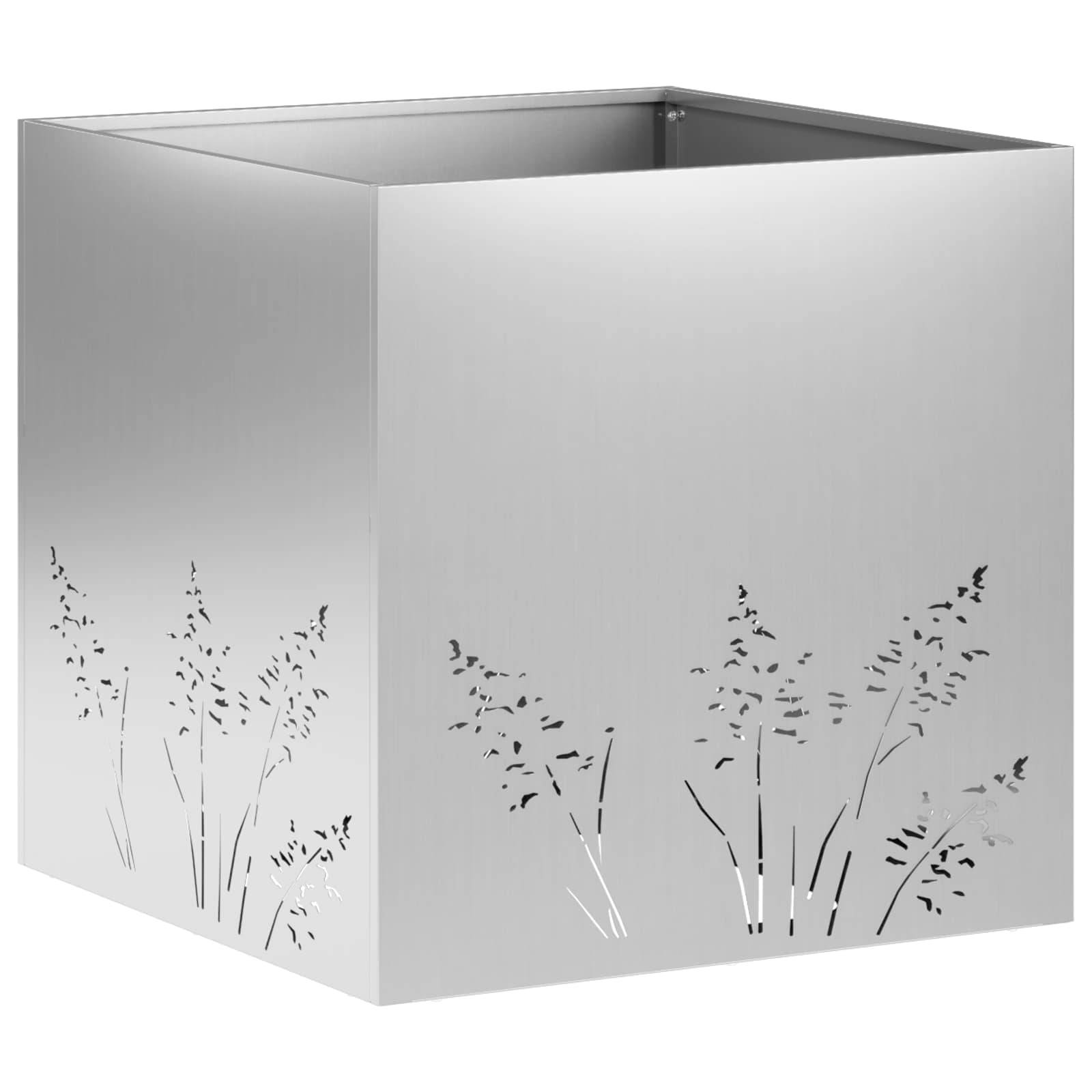 vidaXL Garten-Pflanzgefäß 2 Stk. Silber 50 x 50 x 49 cm