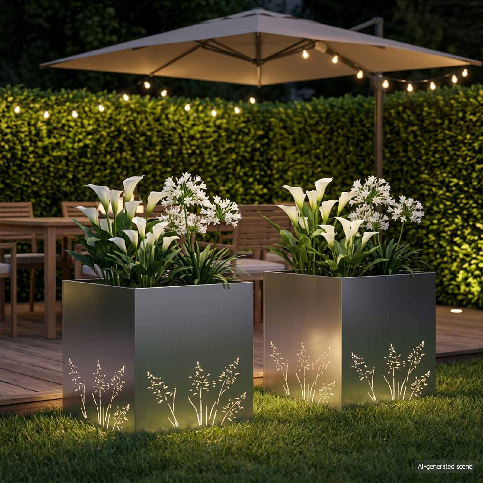 vidaXL Garten-Pflanzgefäß 2 Stk. Silber 50 x 50 x 49 cm