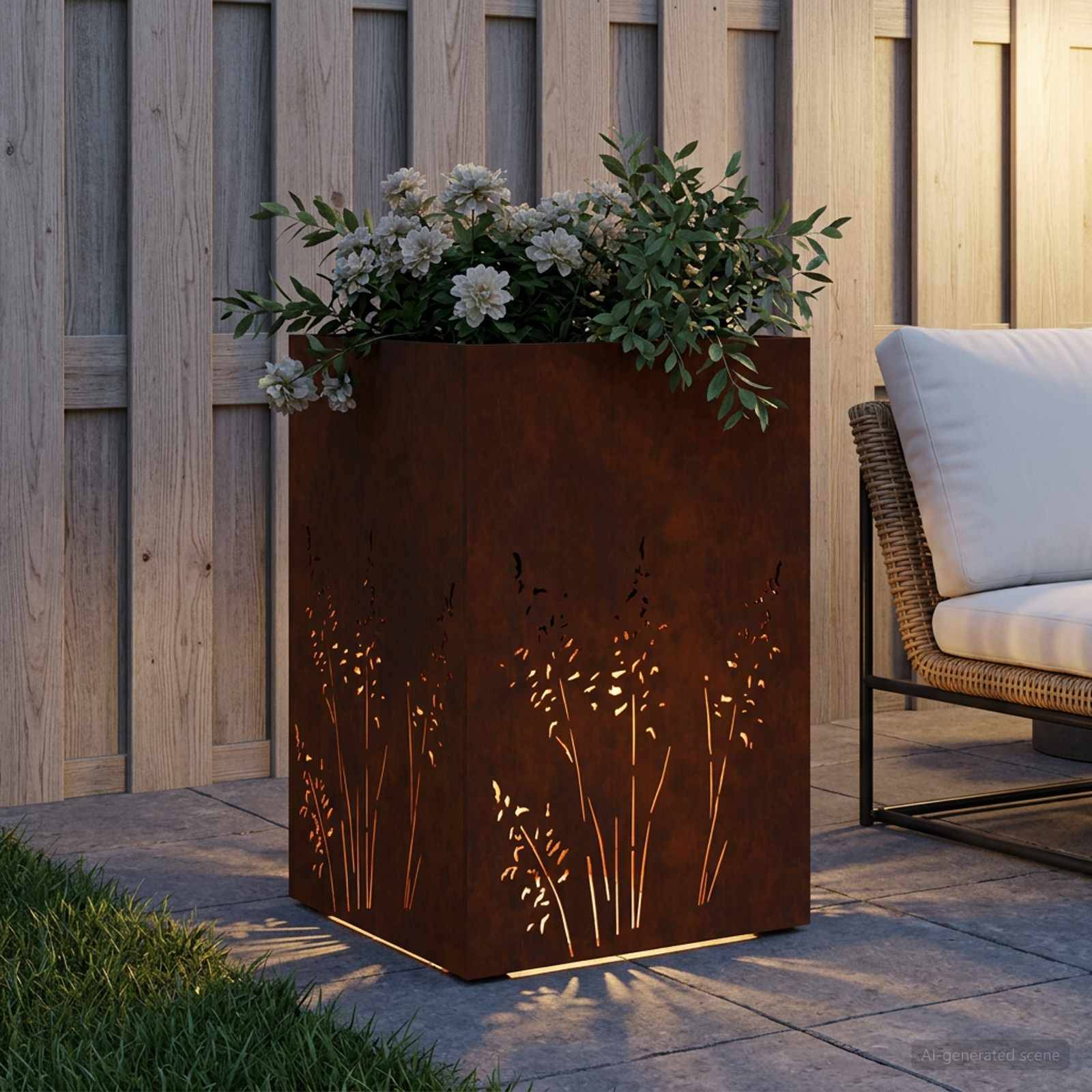 vidaXL Garten-Pflanzgefäß Rostoptik 50 x 50 x 75 cm Wetterfeststahl