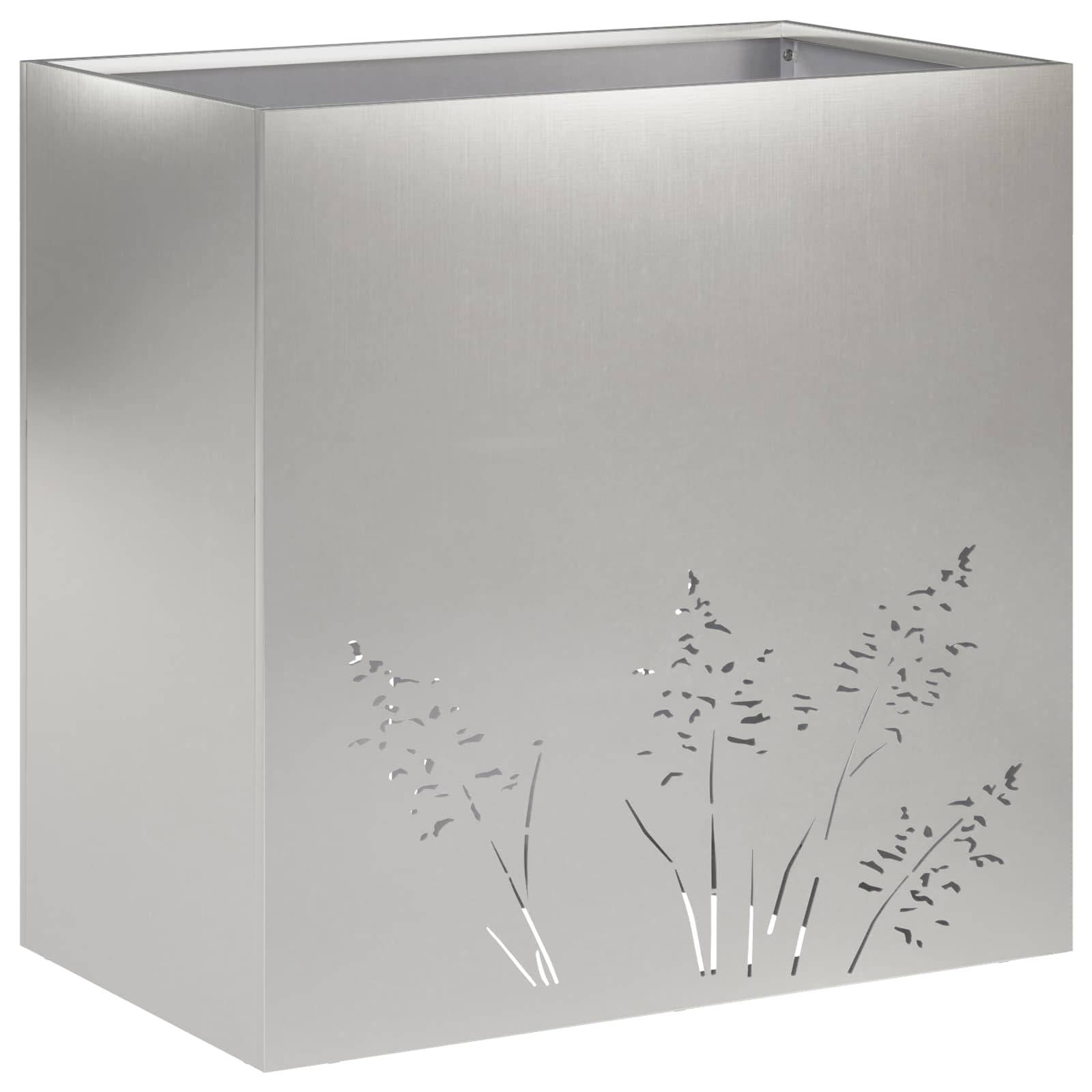 vidaXL Garten-Pflanzgefäß Silber 50 x 30 x 49 cm Edelstahl