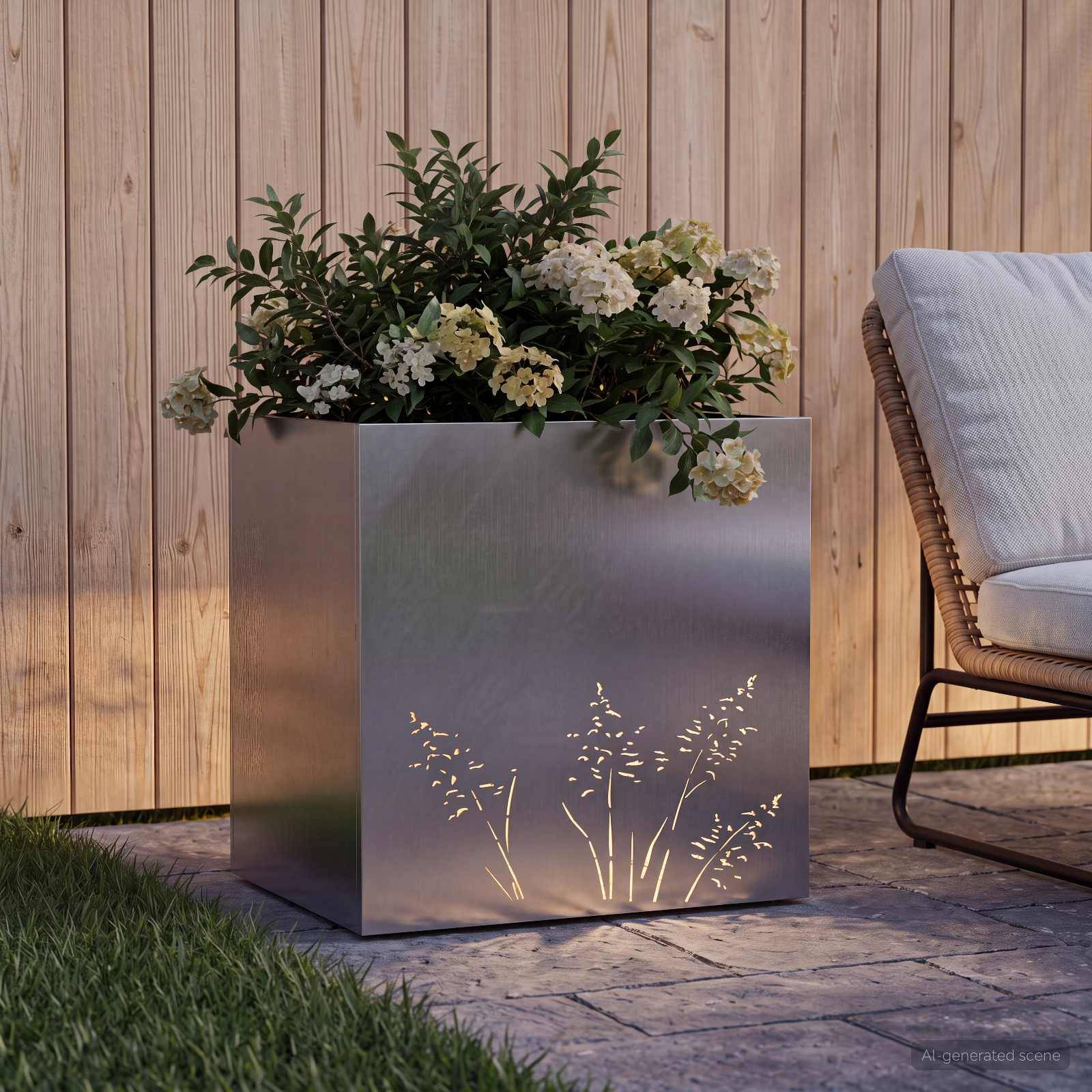vidaXL Garten-Pflanzgefäß Silber 50 x 30 x 49 cm Edelstahl