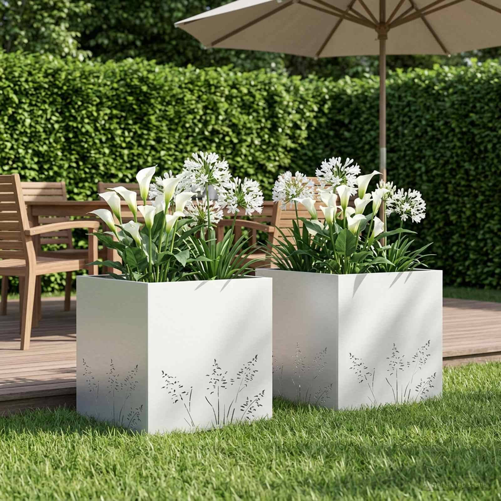 vidaXL Garten-Pflanzgefäß 2 Stk. Weiß 50 x 50 x 49 cm