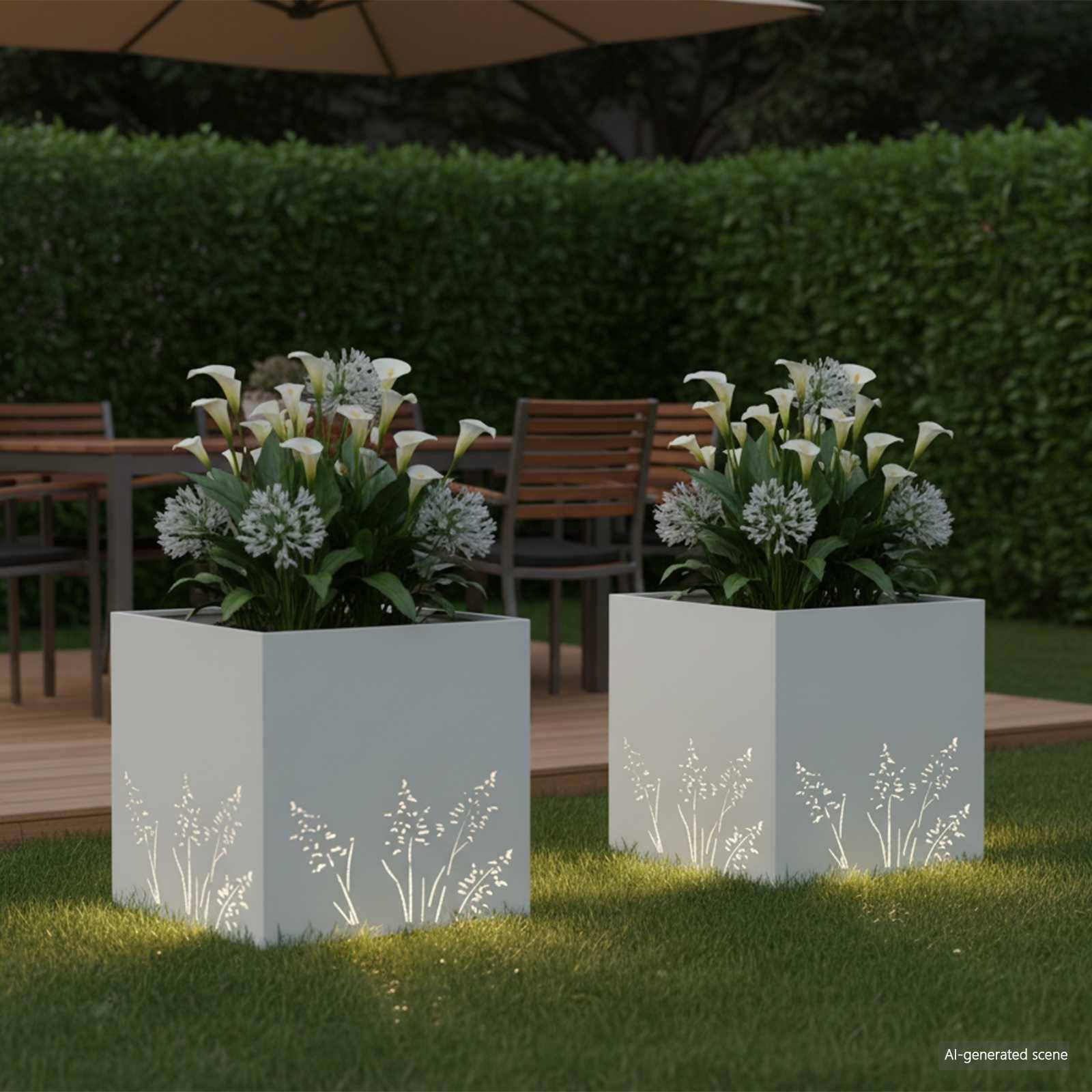 vidaXL Garten-Pflanzgefäß 2 Stk. Weiß 50 x 50 x 49 cm