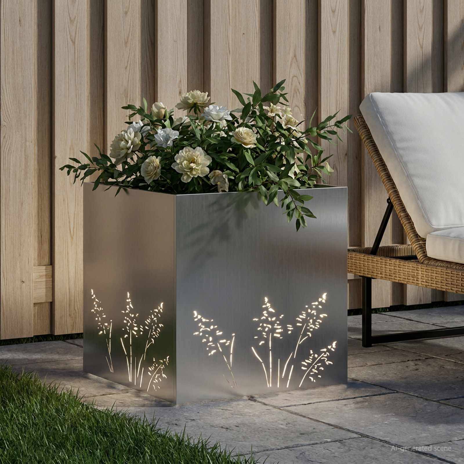vidaXL Garten-Pflanzgefäß Silber 50 x 50 x 49 cm Verzinkter Stahl