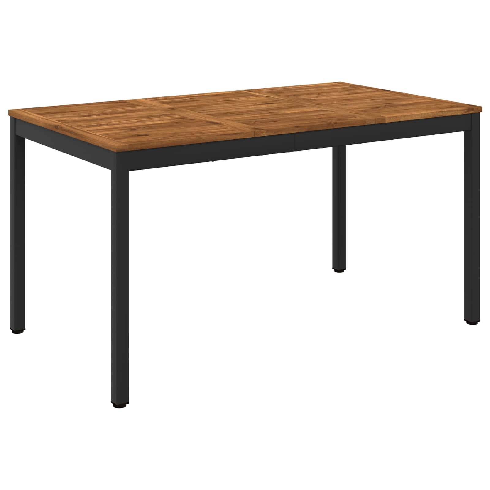 vidaXL Gartentisch Natürlich und Schwarz 141 x 80,5 x 75 cm