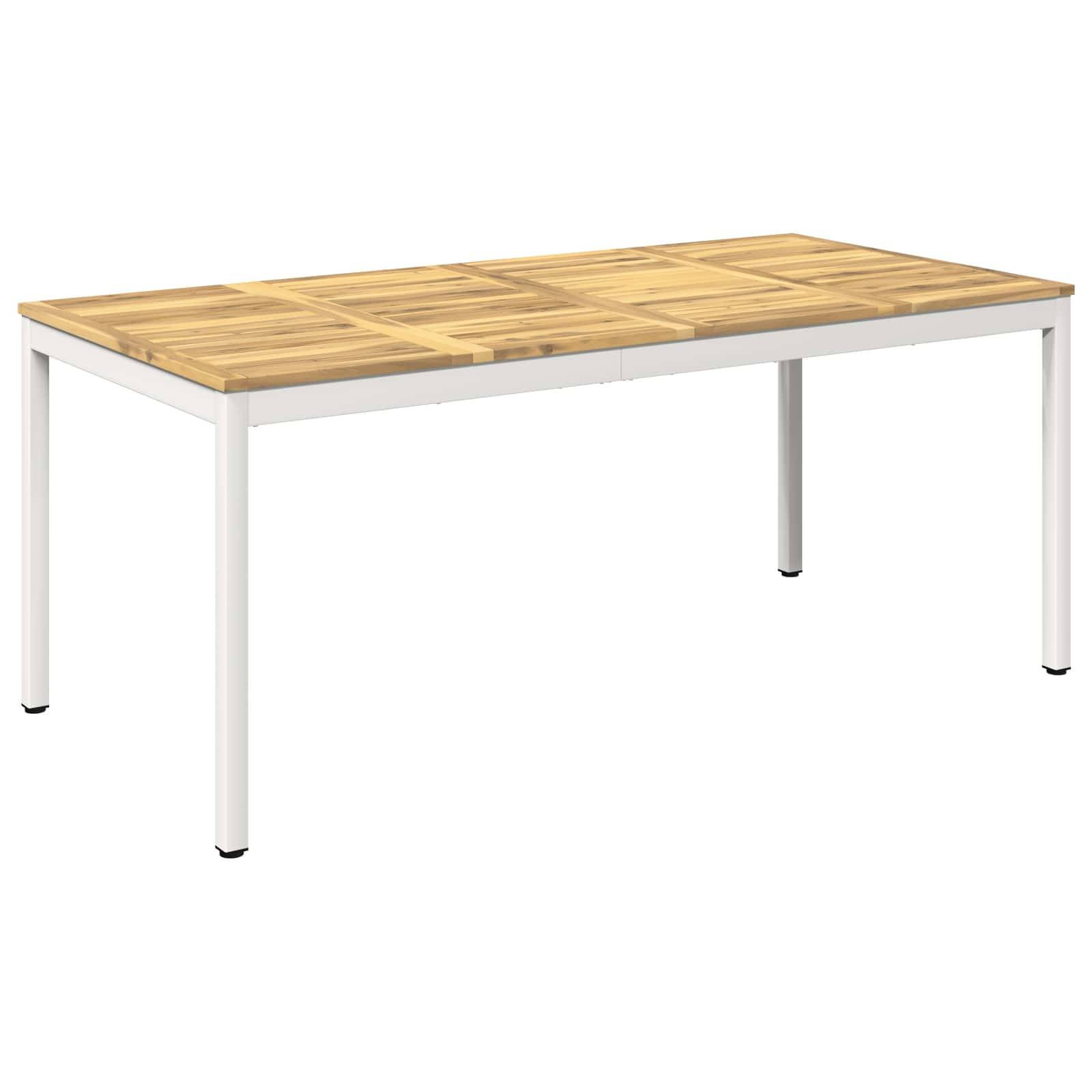 vidaXL Gartentisch Weiß 147 x 88,5 x 75 cm Massivholz Akazie