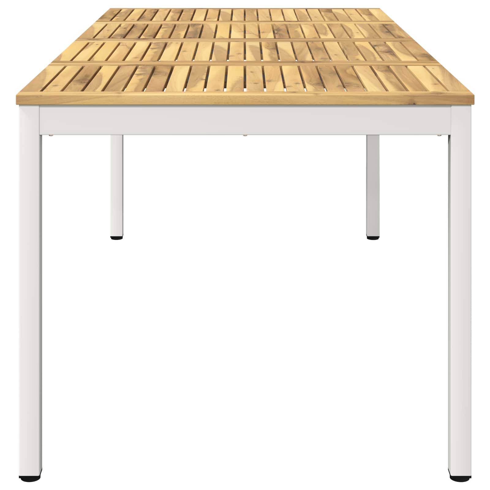 vidaXL Gartentisch Weiß 147 x 88,5 x 75 cm Massivholz Akazie