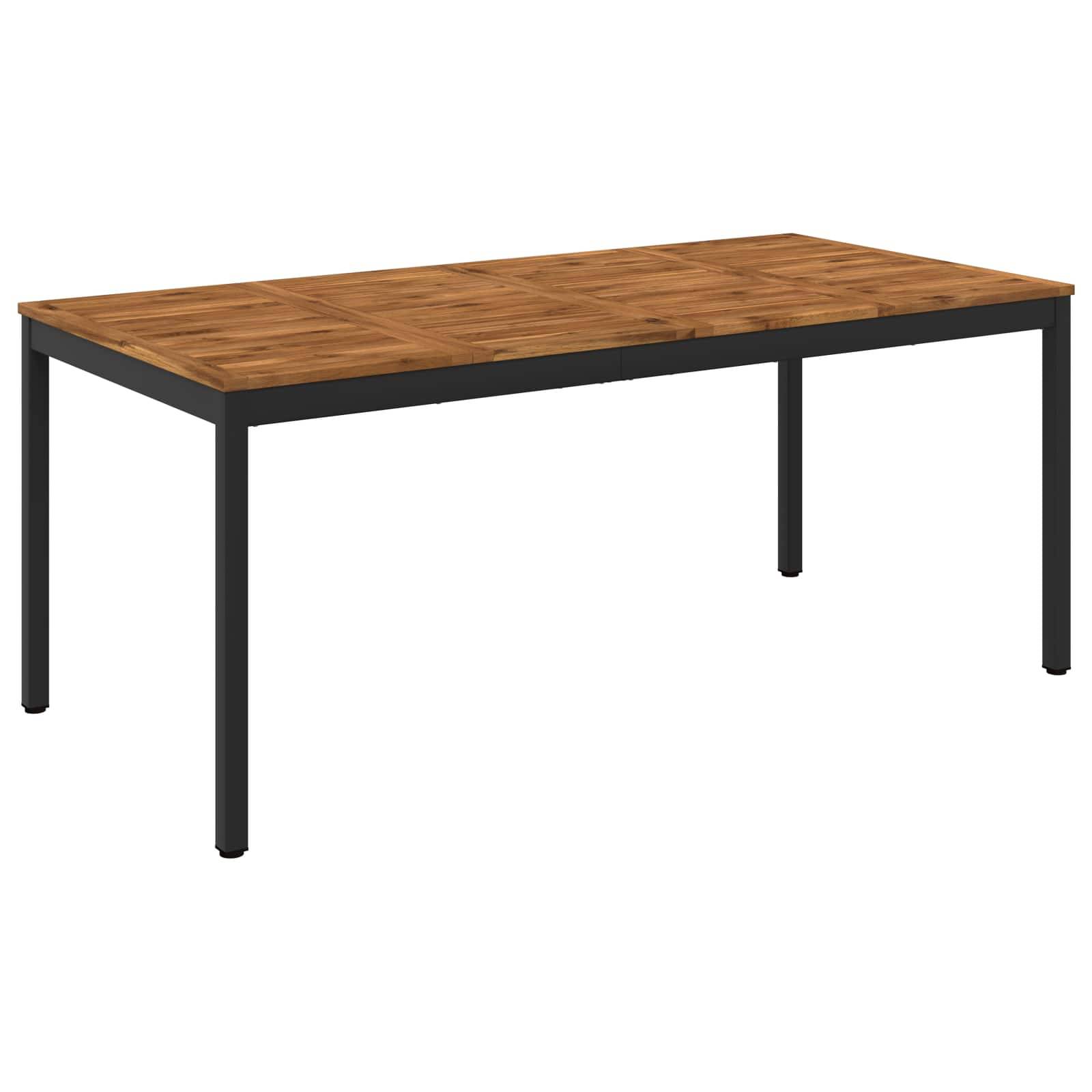 vidaXL Gartentisch Natürlich und Schwarz 180 x 88,5 x 75 cm