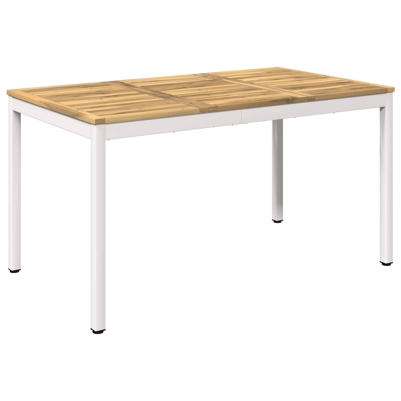 vidaXL Gartentisch Weiß 141 x 80,5 x 75 cm Massivholz Akazie