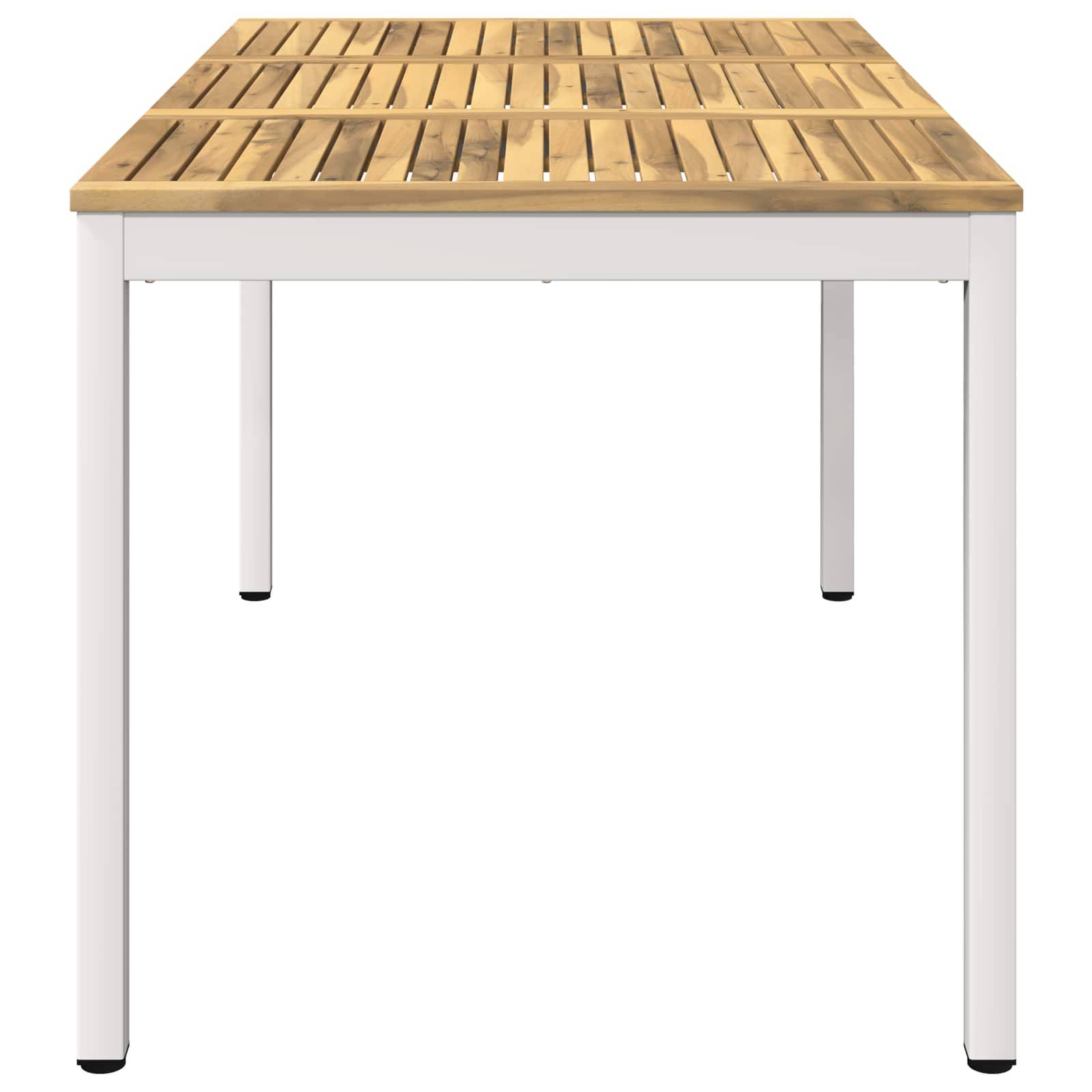 vidaXL Gartentisch Weiß 141 x 80,5 x 75 cm Massivholz Akazie