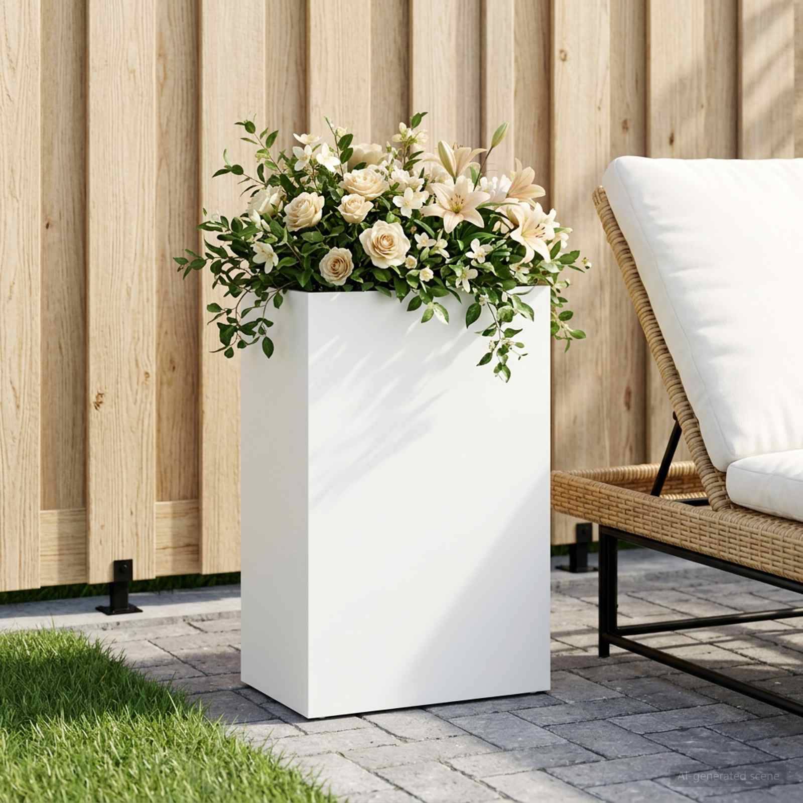 vidaXL Garten-Pflanzgefäß Weiß 50 x 30 x 75 cm Kaltgewalzter Stahl