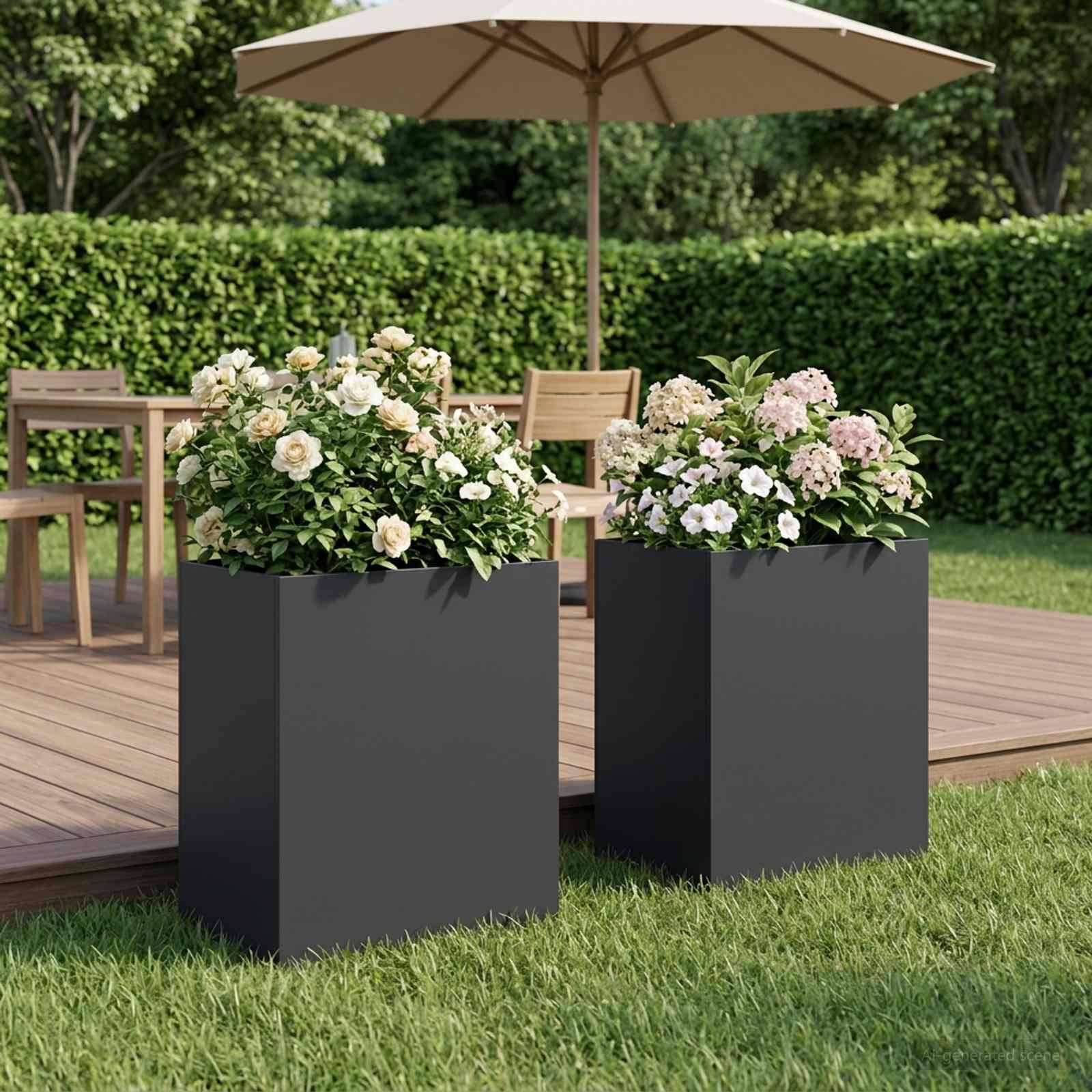 vidaXL Garten-Pflanzgefäß 2 stk. Schwarz 40 x 30 x 50 cm