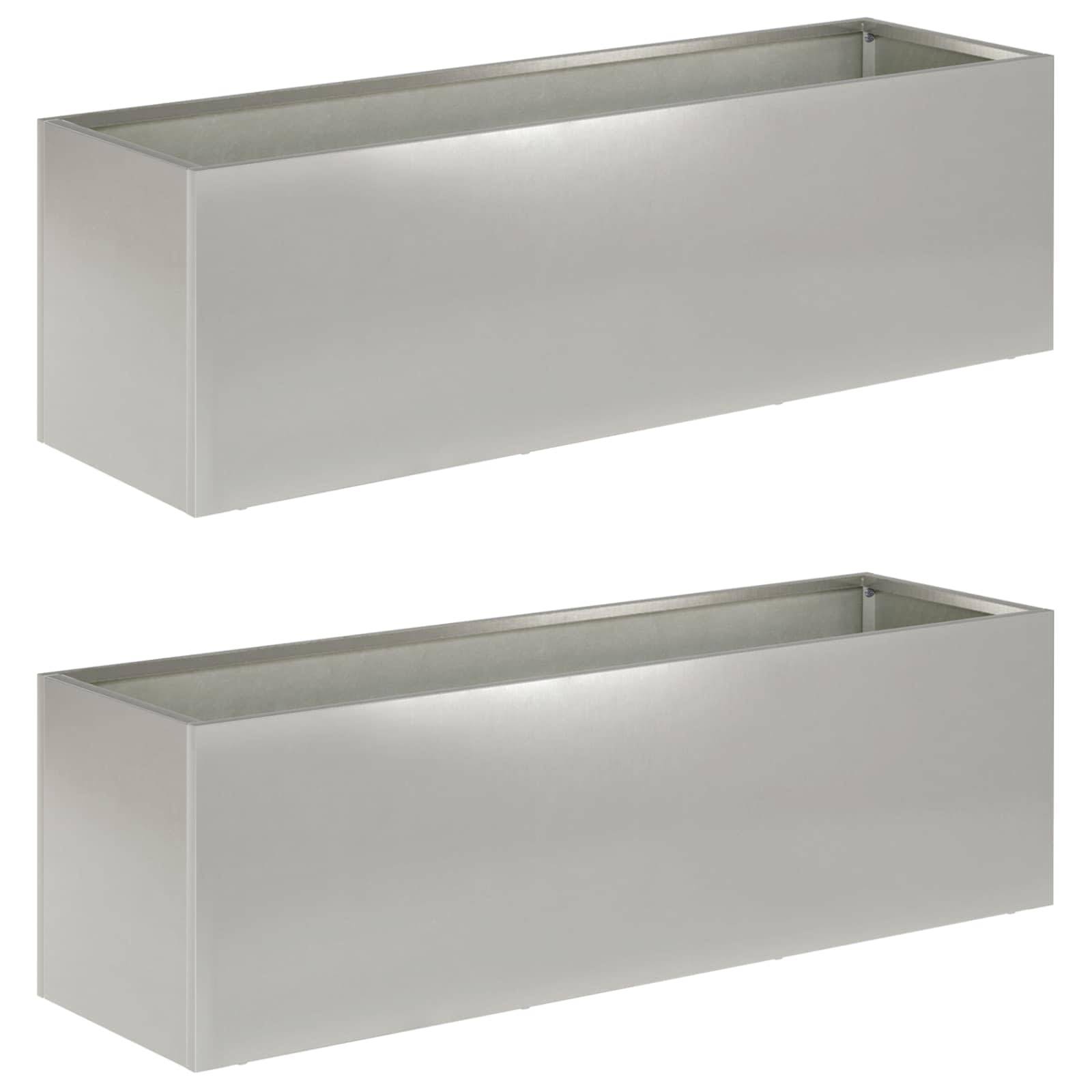 vidaXL Garten-Pflanzgefäß 2 stk. Silber 80 x 30 x 30 cm Edelstahl