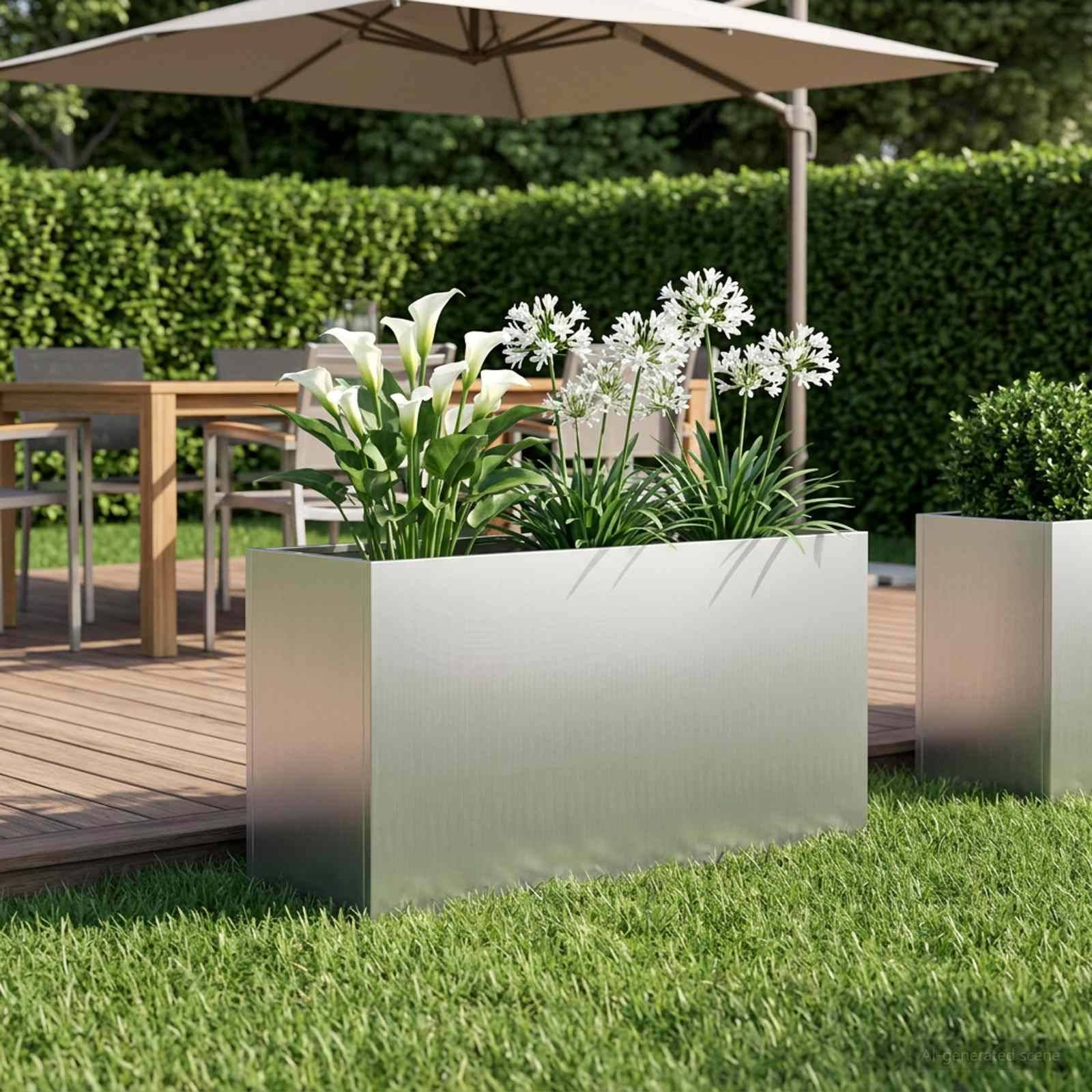 vidaXL Garten-Pflanzgefäß Silber 100 x 30 x 40 cm Verzinkter Stahl