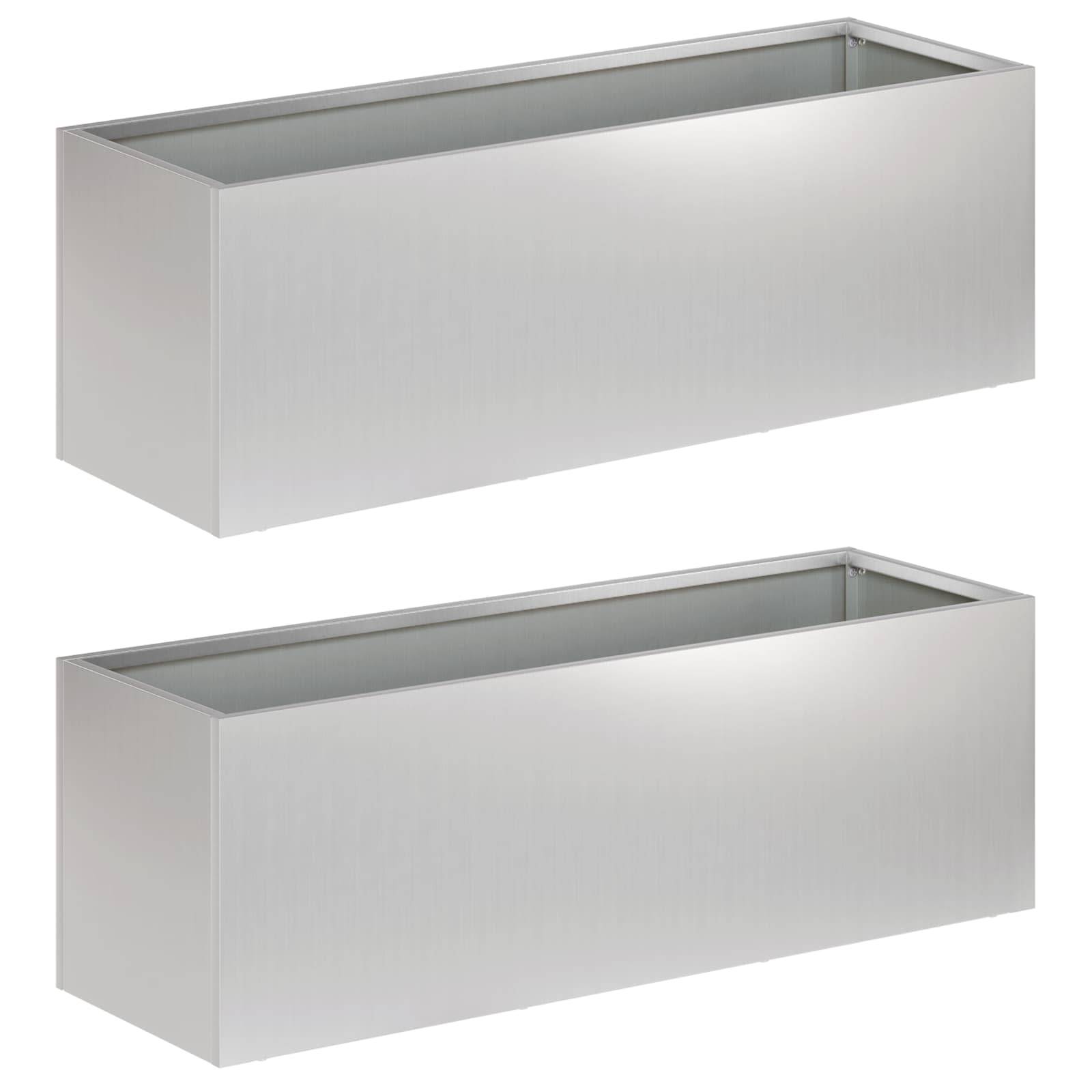 vidaXL Garten-Pflanzgefäß 2 stk. Silber 40 x 20 x 20 cm