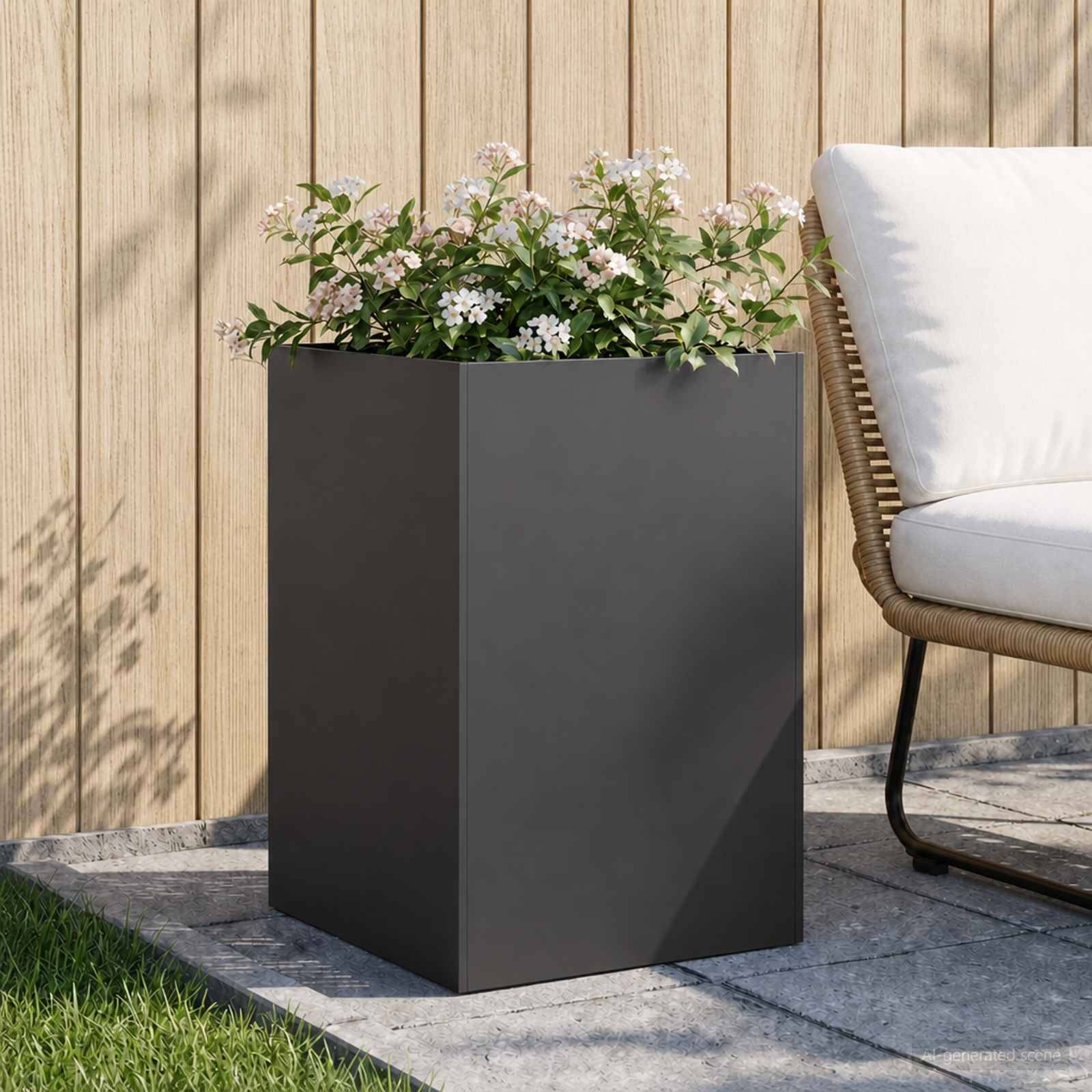 vidaXL Garten-Pflanzgefäß Schwarz 40 x 40 x 75 cm Kaltgewalzter Stahl
