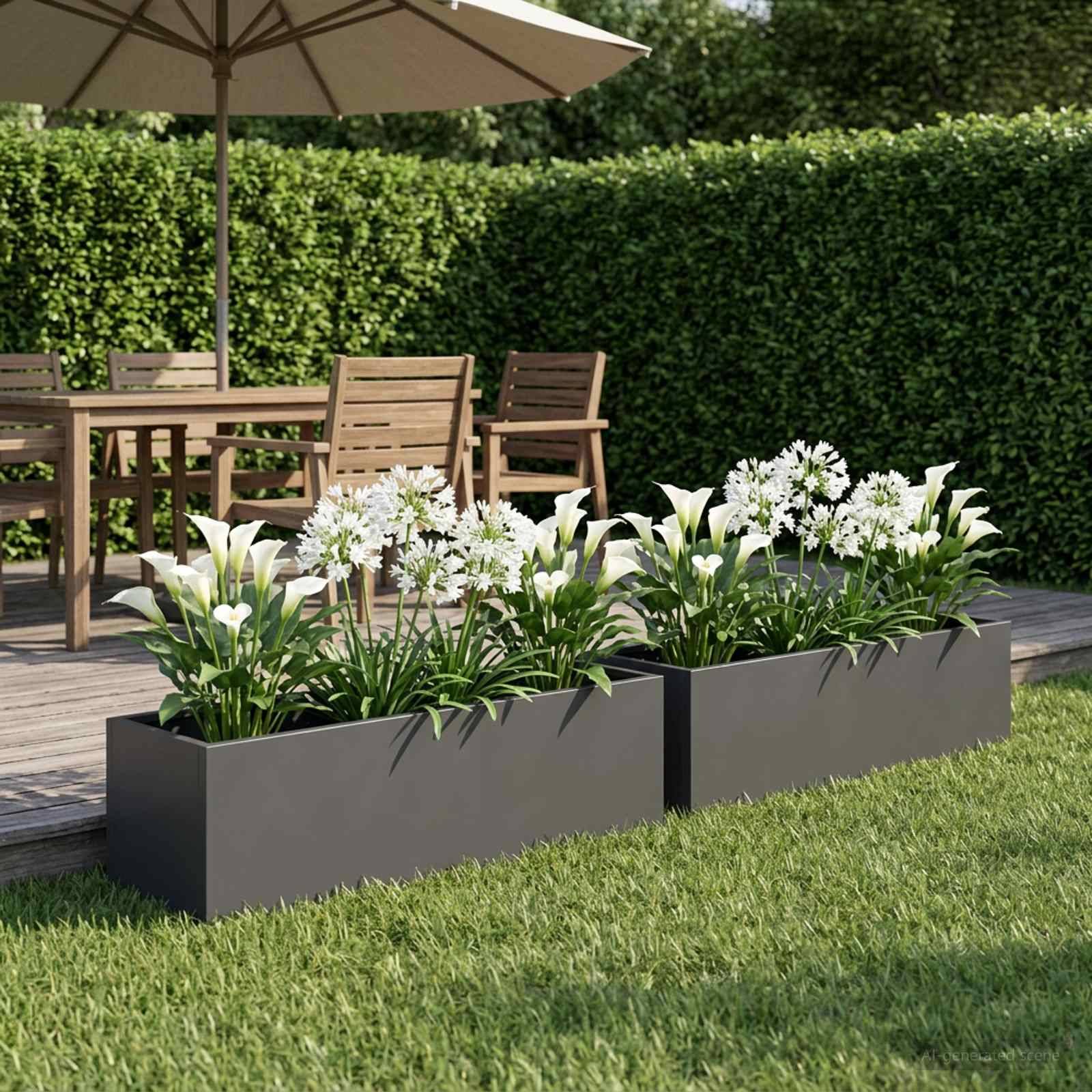 vidaXL Garten-Pflanzgefäß 2 stk. Anthrazit 80 x 20 x 20 cm