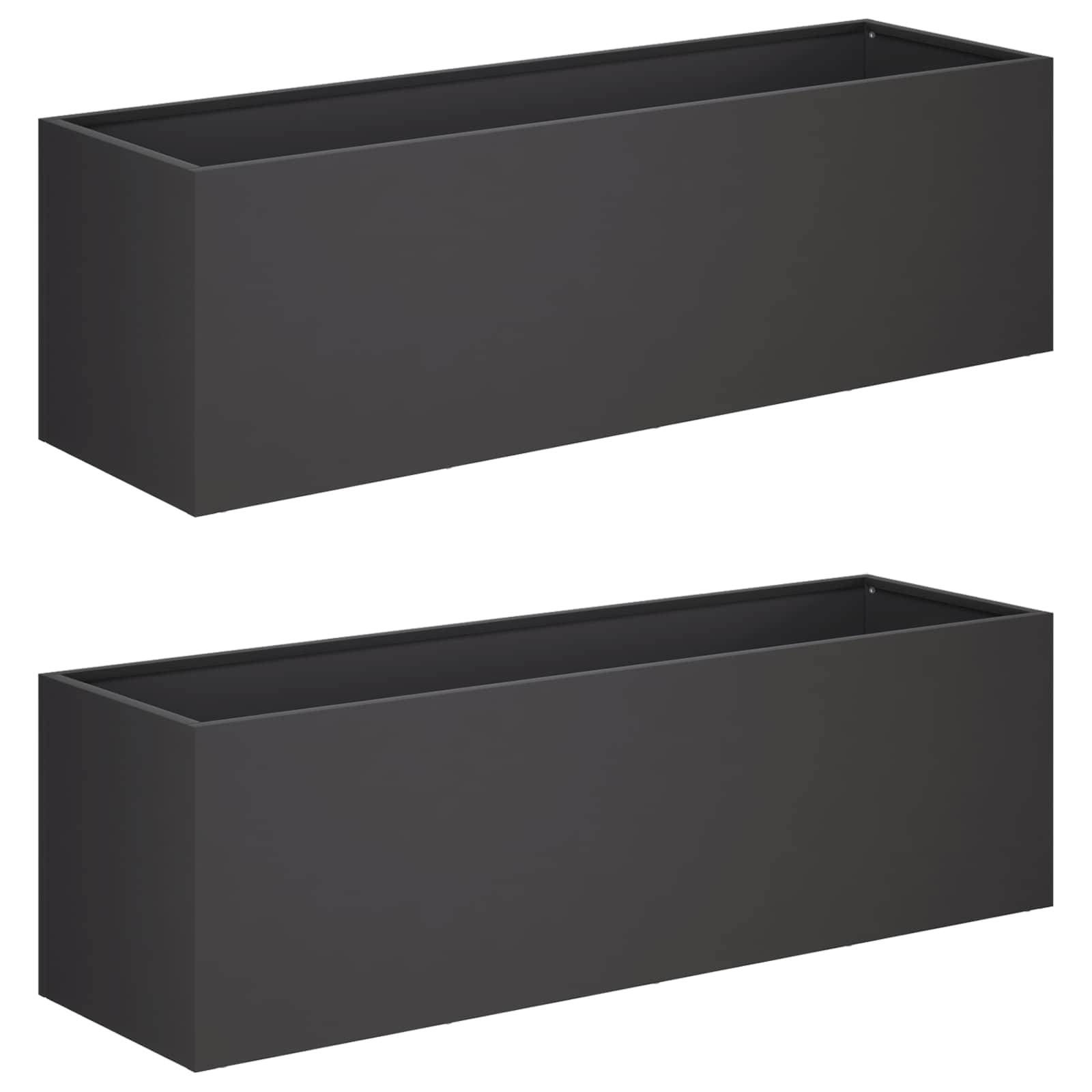 vidaXL Garten-Pflanzgefäß 2 stk. Schwarz 80 x 30 x 30 cm
