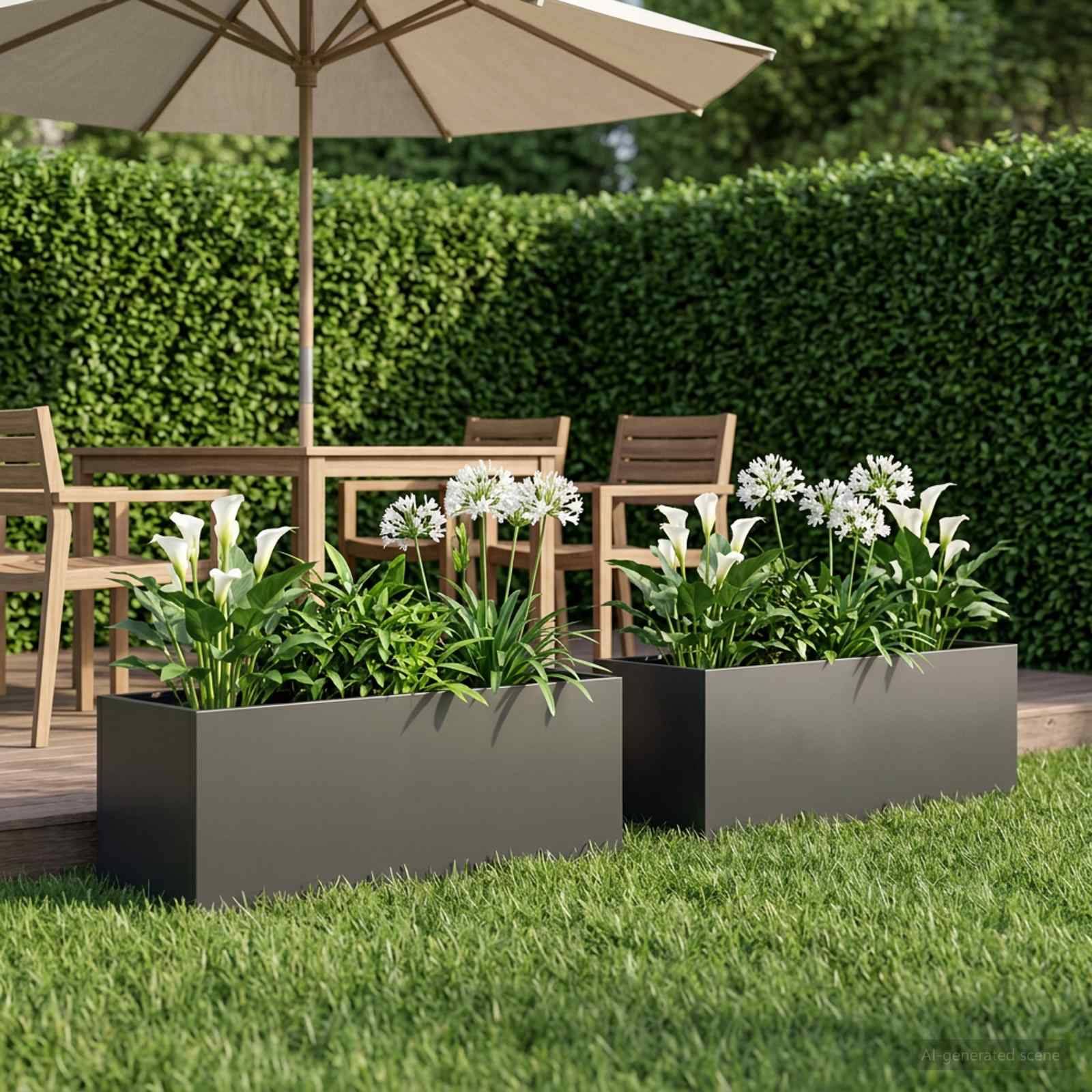 vidaXL Garten-Pflanzgefäß 2 stk. Schwarz 80 x 30 x 30 cm