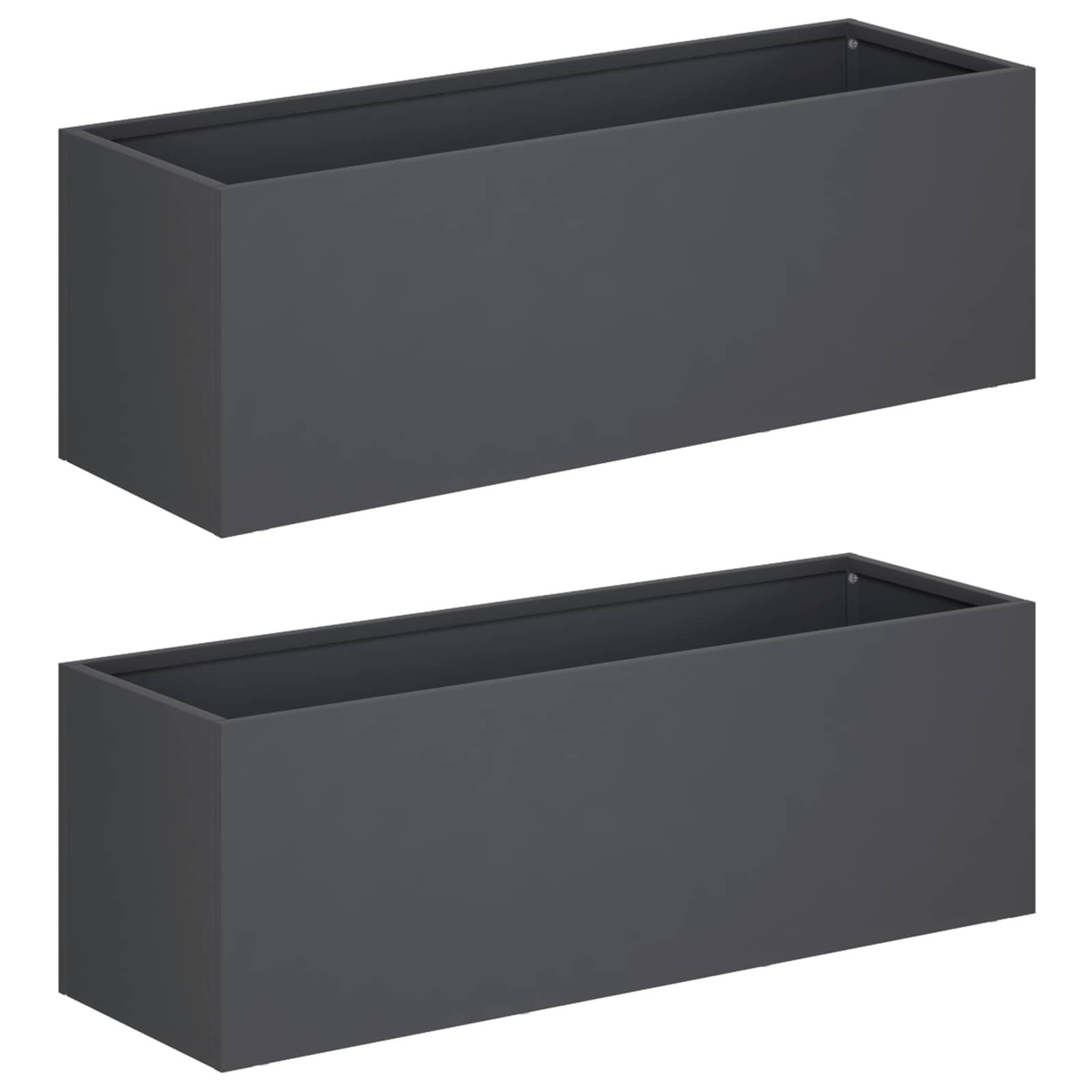 vidaXL Garten-Pflanzgefäß 2 stk. Anthrazit 60 x 20 x 20 cm