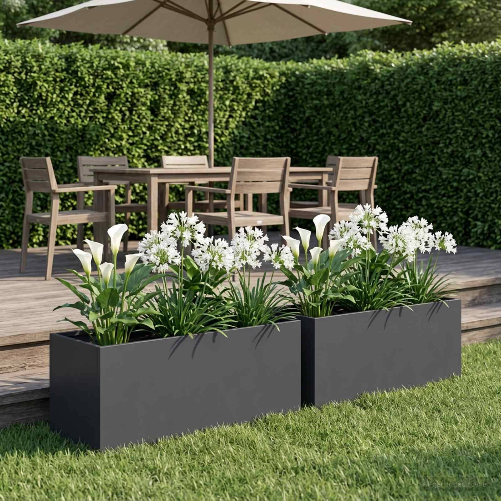 vidaXL Garten-Pflanzgefäß 2 stk. Anthrazit 60 x 20 x 20 cm