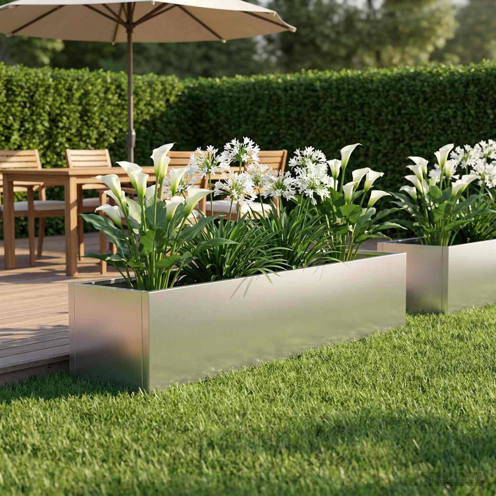 vidaXL Garten-Pflanzgefäß Silber 100 x 20 x 20 cm Verzinkter Stahl