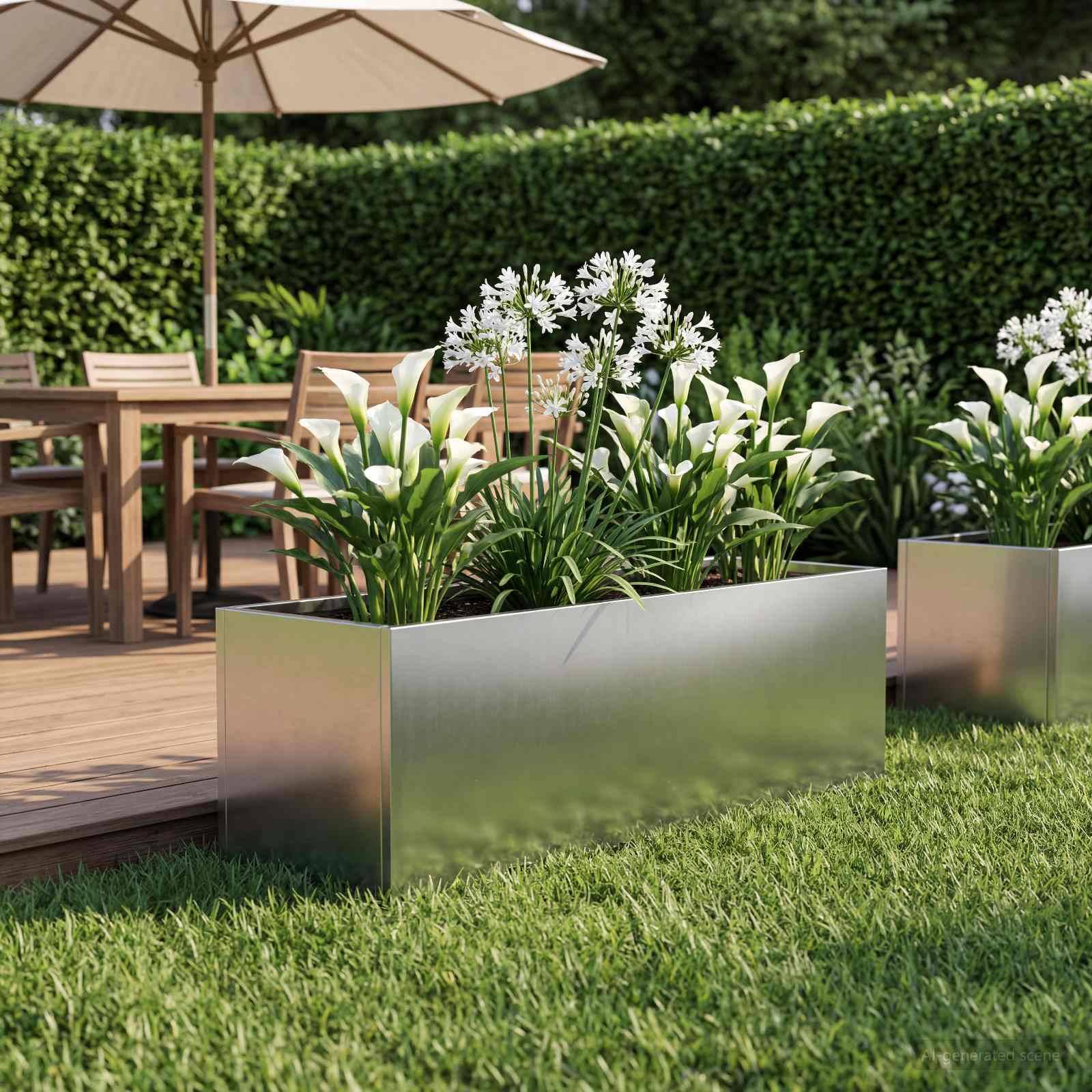 vidaXL Garten-Pflanzgefäß Silber 60 x 20 x 20 cm Edelstahl