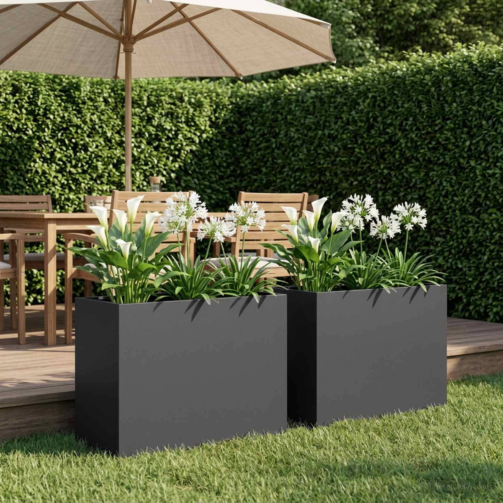 vidaXL Garten-Pflanzgefäß 2 stk. Schwarz 60 x 30 x 50 cm