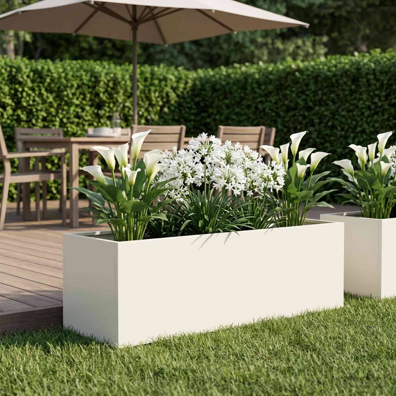 vidaXL Garten-Pflanzgefäß Weiß 100 x 30 x 30 cm Kaltgewalzter Stahl