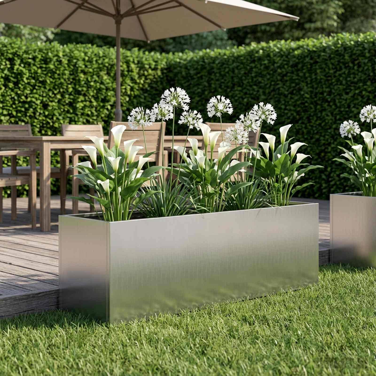 vidaXL Garten-Pflanzgefäß Silber 100 x 30 x 30 cm Verzinkter Stahl