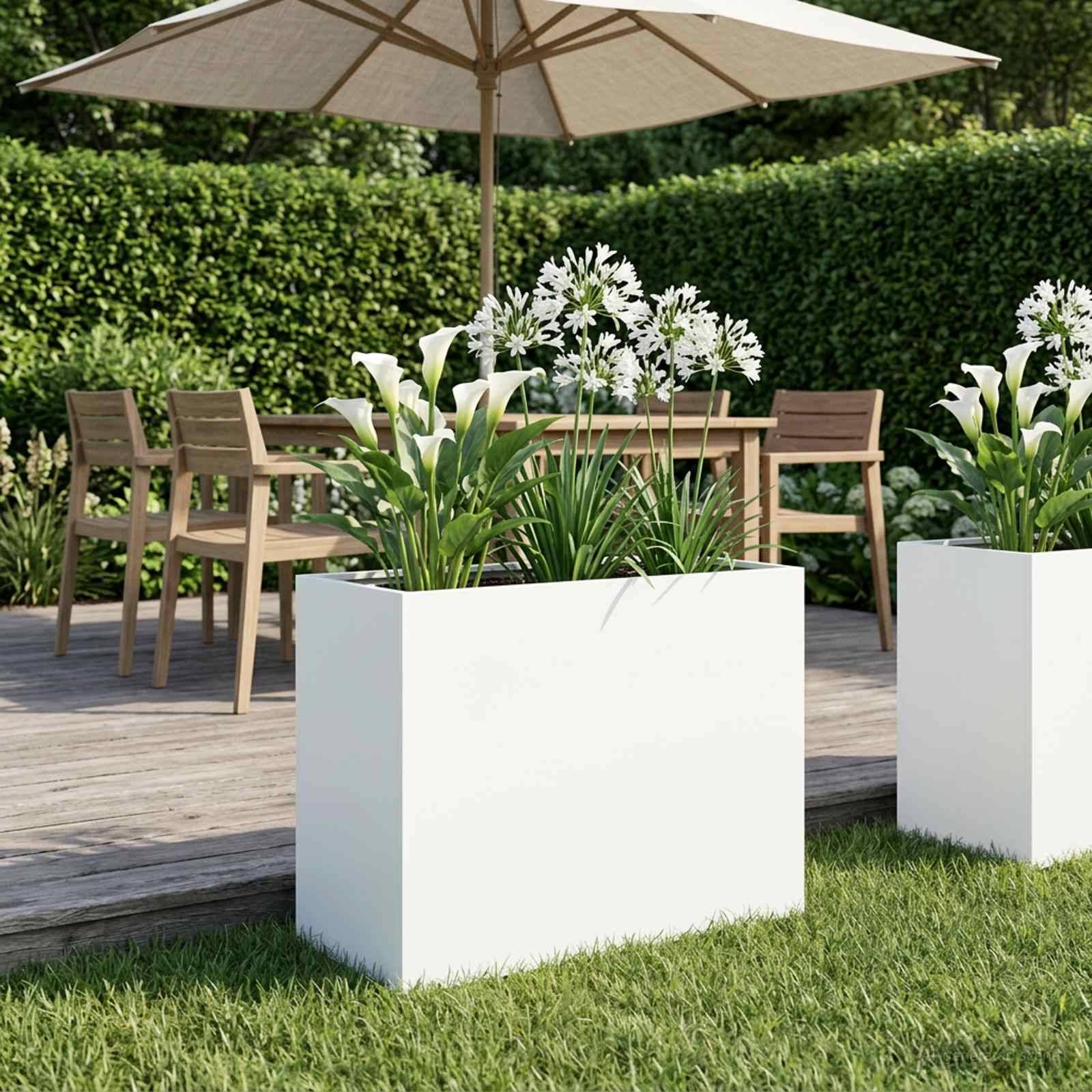 vidaXL Garten-Pflanzgefäß Weiß 60 x 30 x 50 cm Kaltgewalzter Stahl