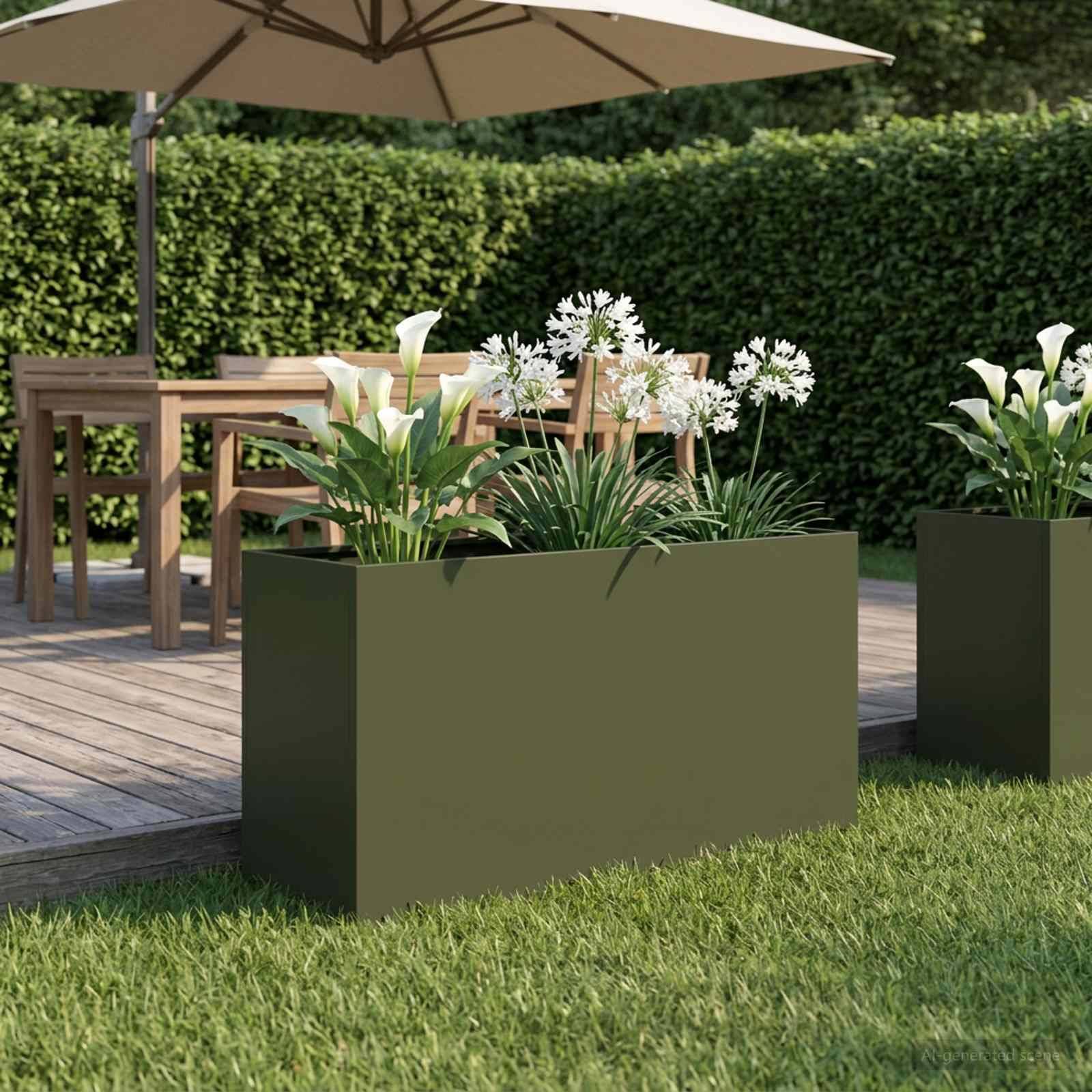 vidaXL Garten-Pflanzgefäß Olivgrün 100 x 30 x 40 cm
