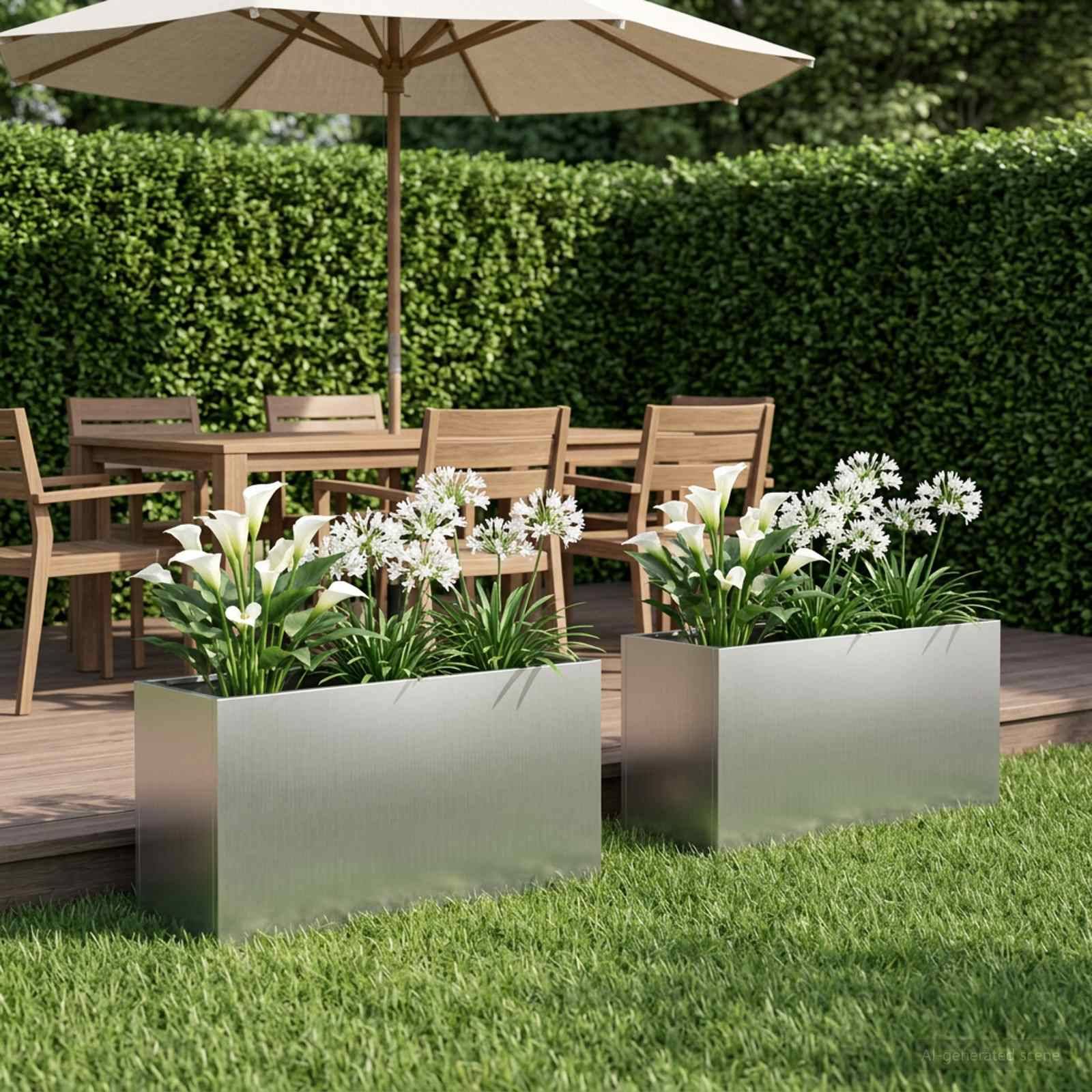 vidaXL Garten-Pflanzgefäß 2 stk. Silber 100 x 30 x 50 cm