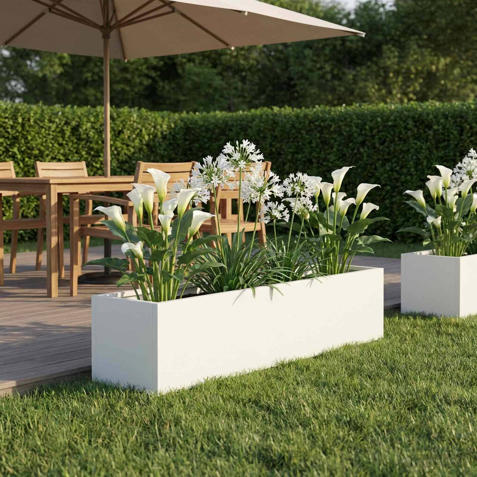 vidaXL Garten-Pflanzgefäß Weiß 80 x 20 x 20 cm Kaltgewalzter Stahl