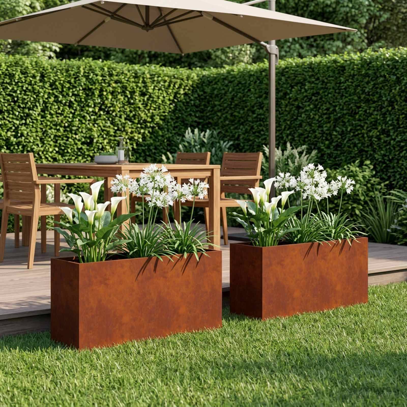 vidaXL Garten-Pflanzgefäß 2 stk. Rostoptik 100 x 30 x 40 cm