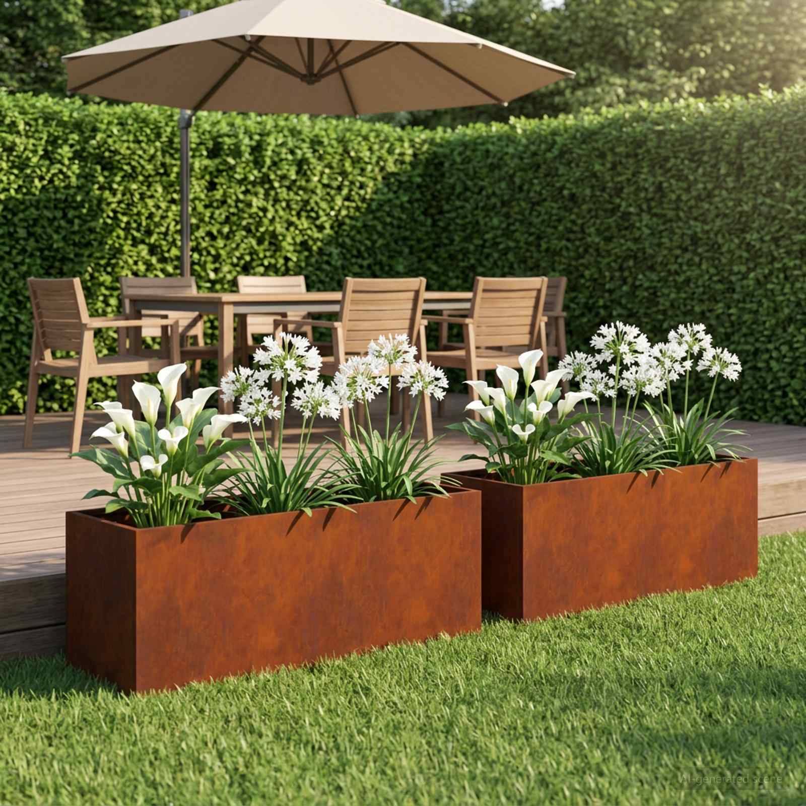 vidaXL Garten-Pflanzgefäß 2 stk. Rostoptik 100 x 30 x 30 cm