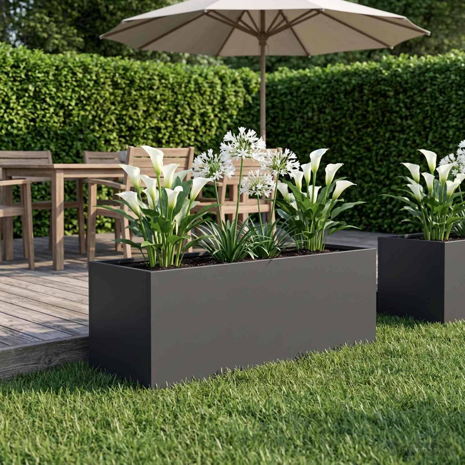 vidaXL Garten-Pflanzgefäß Schwarz 40 x 20 x 20 cm Kaltgewalzter Stahl