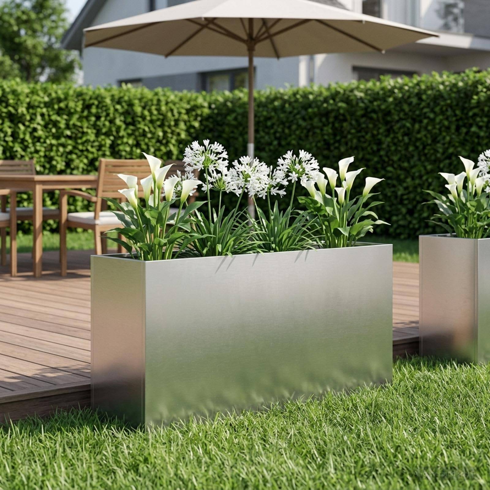 vidaXL Garten-Pflanzgefäß Silber 100 x 30 x 50 cm Edelstahl