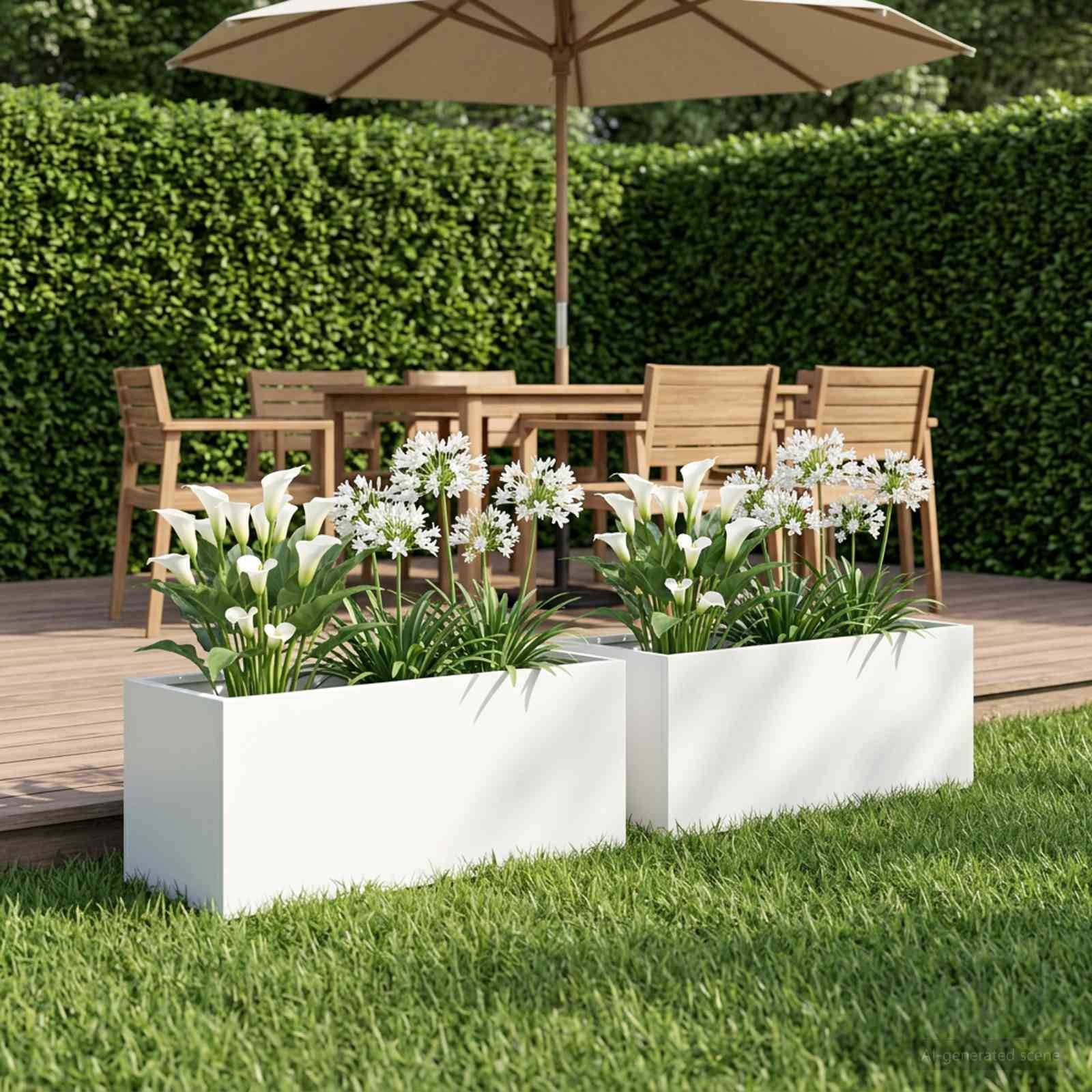 vidaXL Garten-Pflanzgefäß 2 stk. Weiß 40 x 20 x 20 cm