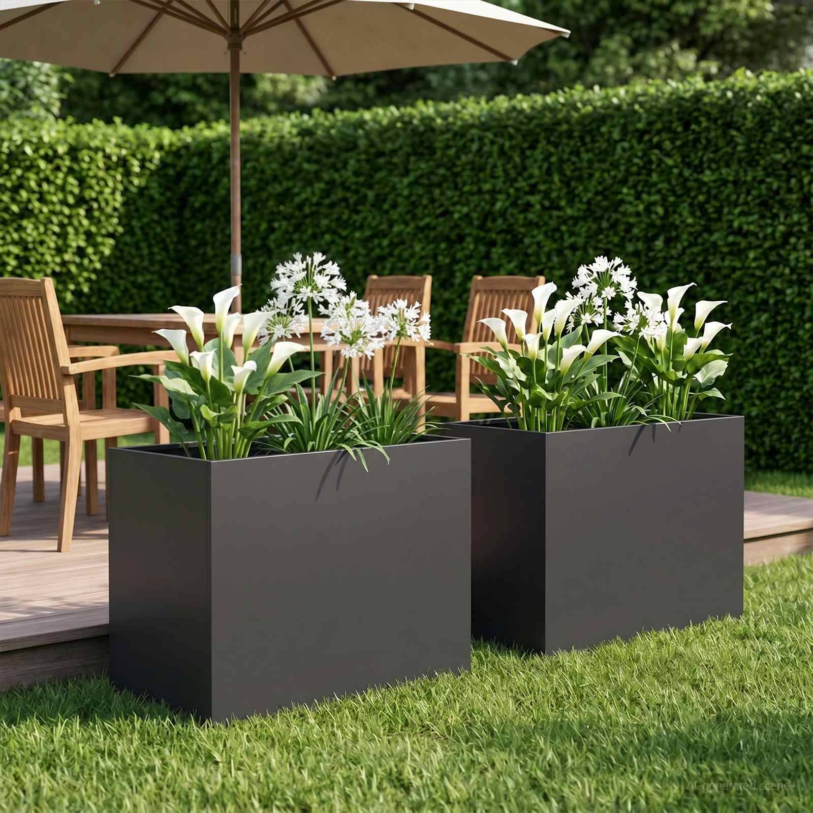 vidaXL Garten-Pflanzgefäß 2 stk. Schwarz 60 x 40 x 50 cm