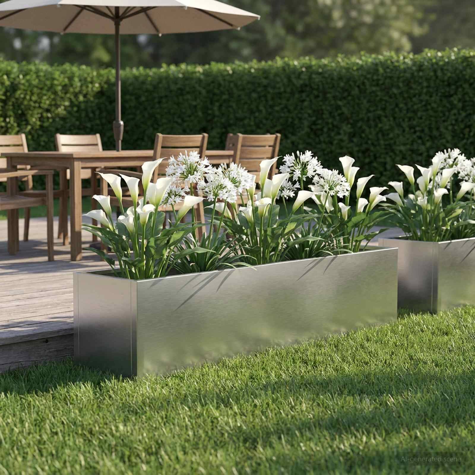 vidaXL Garten-Pflanzgefäß Silber 100 x 20 x 20 cm Edelstahl