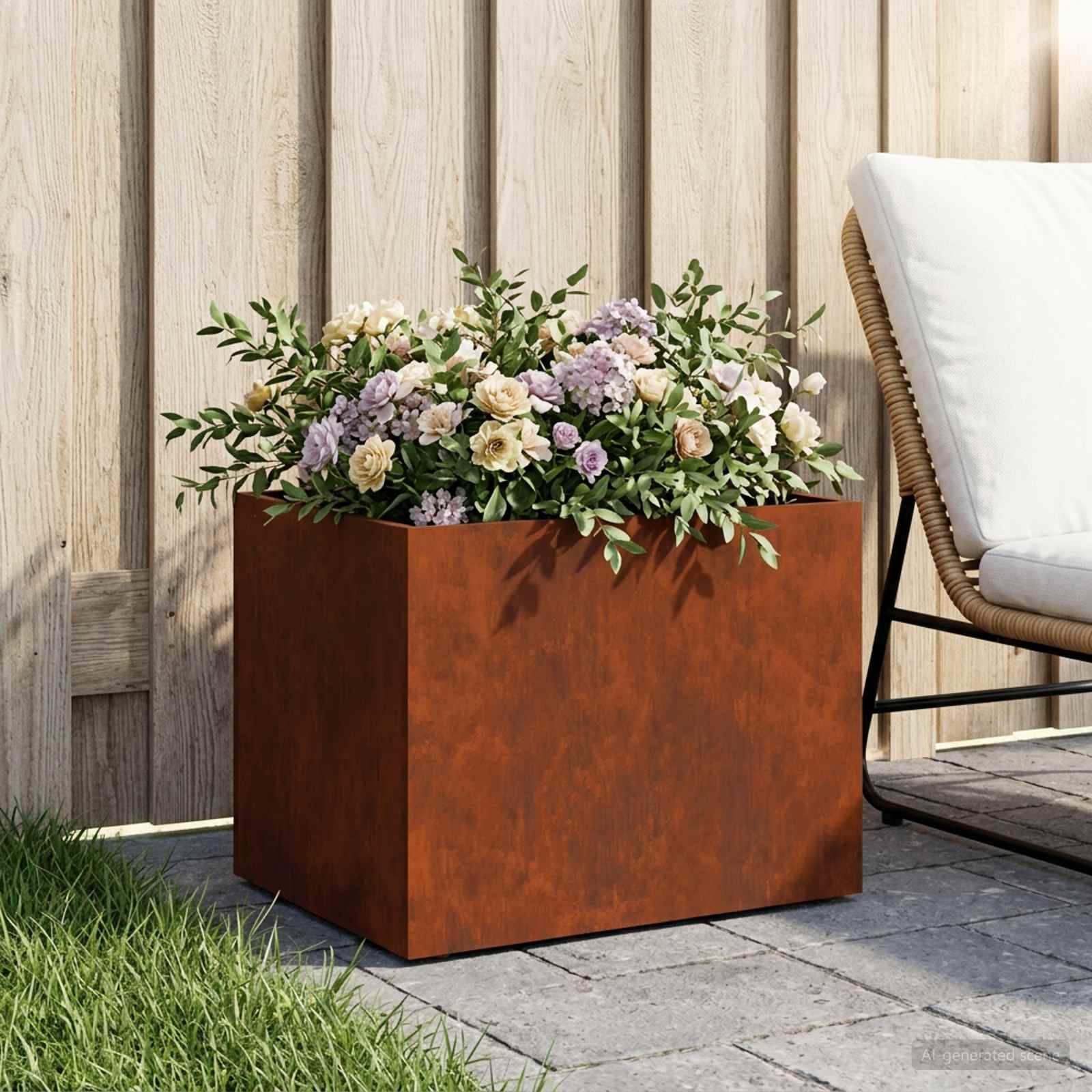 vidaXL Garten-Pflanzgefäß Rostoptik 40 x 30 x 30 cm Wetterfeststahl