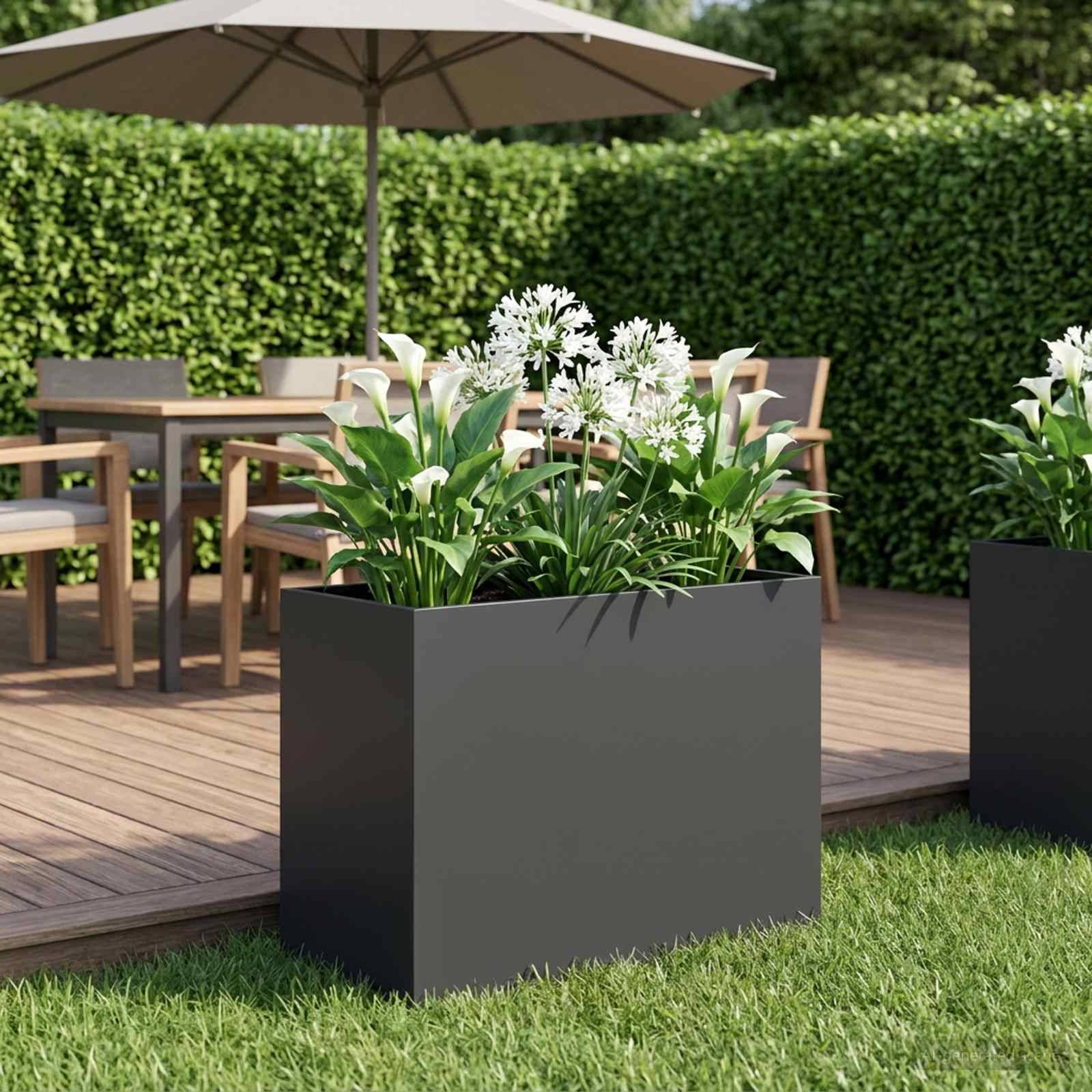 vidaXL Garten-Pflanzgefäß Schwarz 60 x 30 x 40 cm Kaltgewalzter Stahl