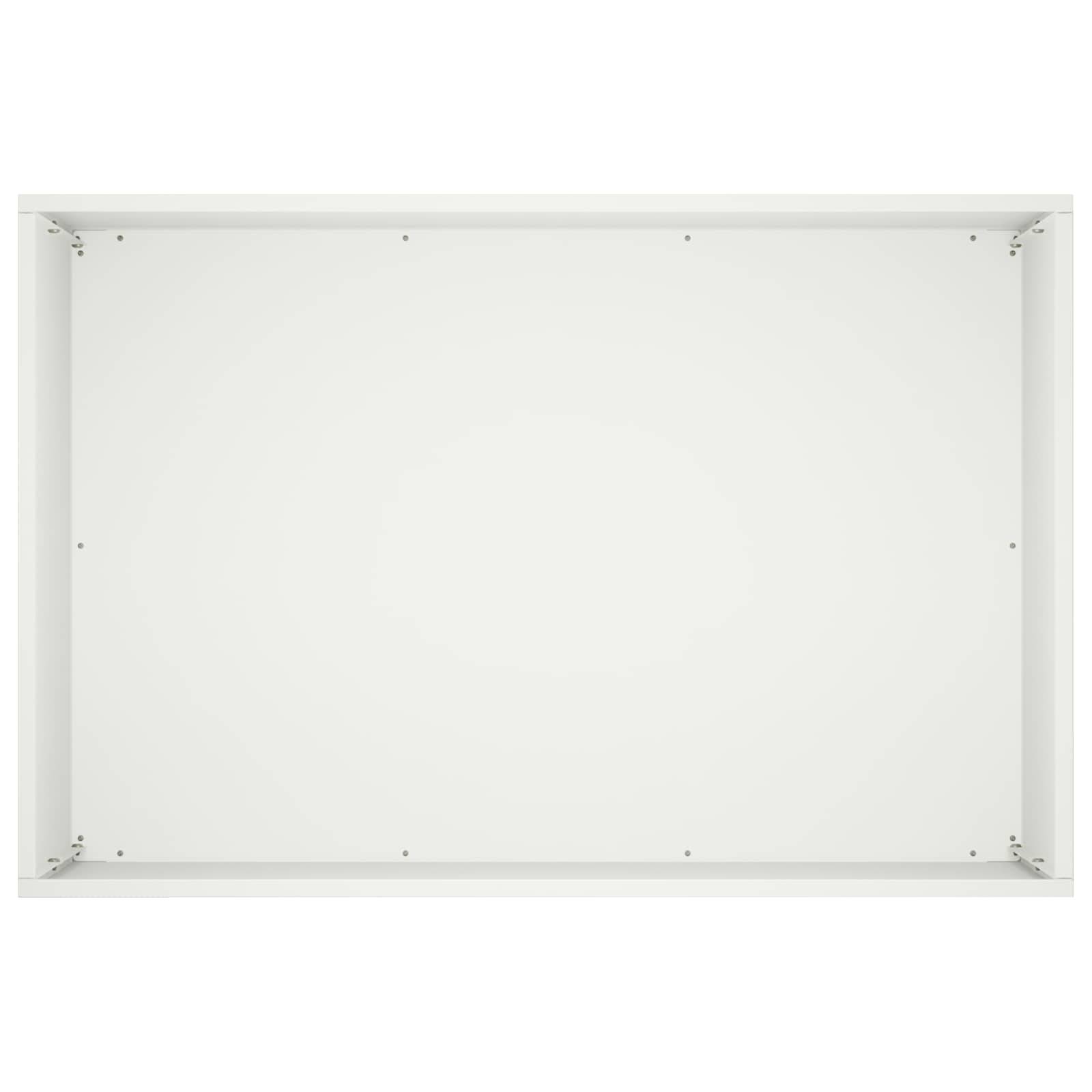 Weißes rechteckiges Panel oder Tablett von oben betrachtet, mit kleinen Eck- und Kantenbefestigungen sichtbar.