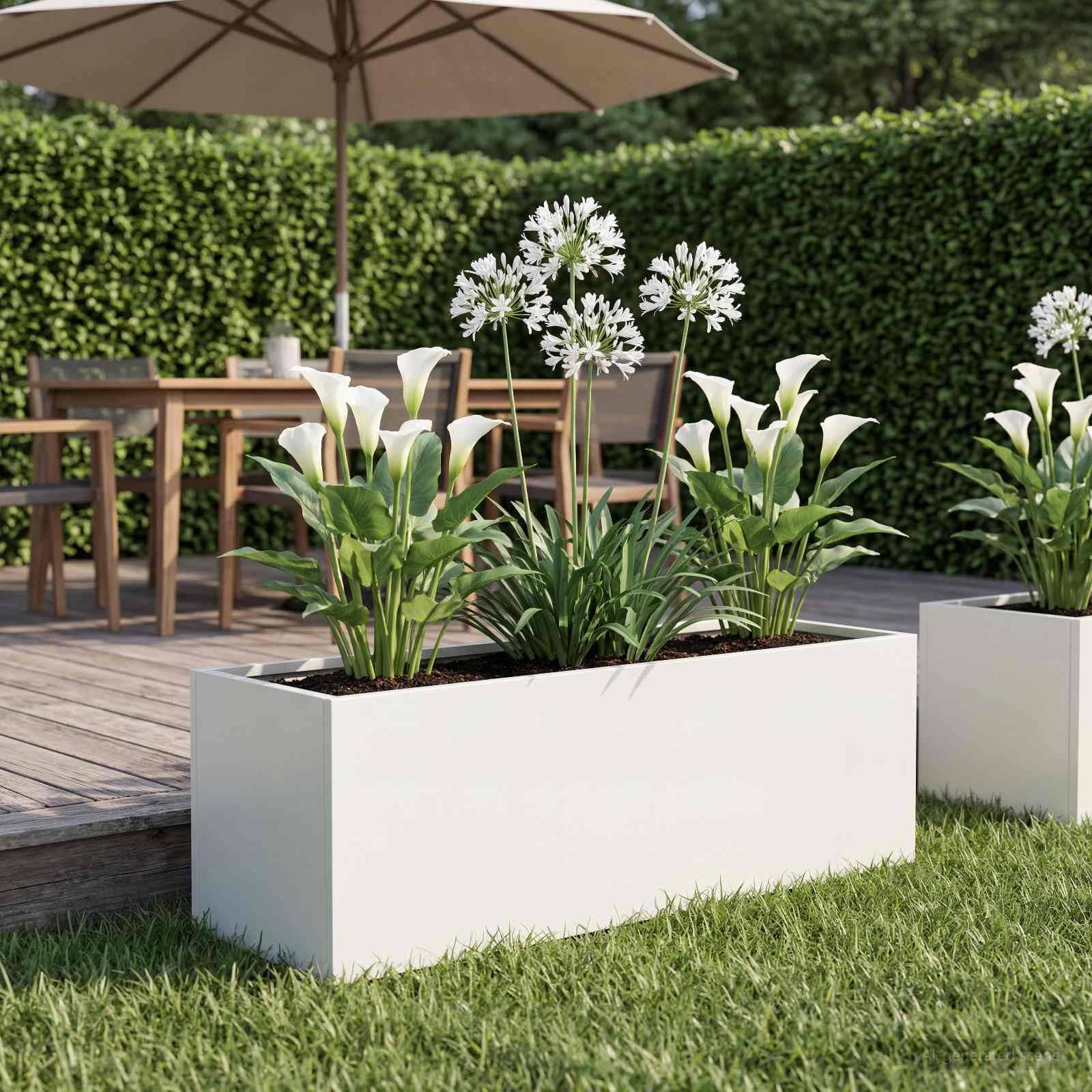 vidaXL Garten-Pflanzgefäß Weiß 60 x 20 x 20 cm Kaltgewalzter Stahl