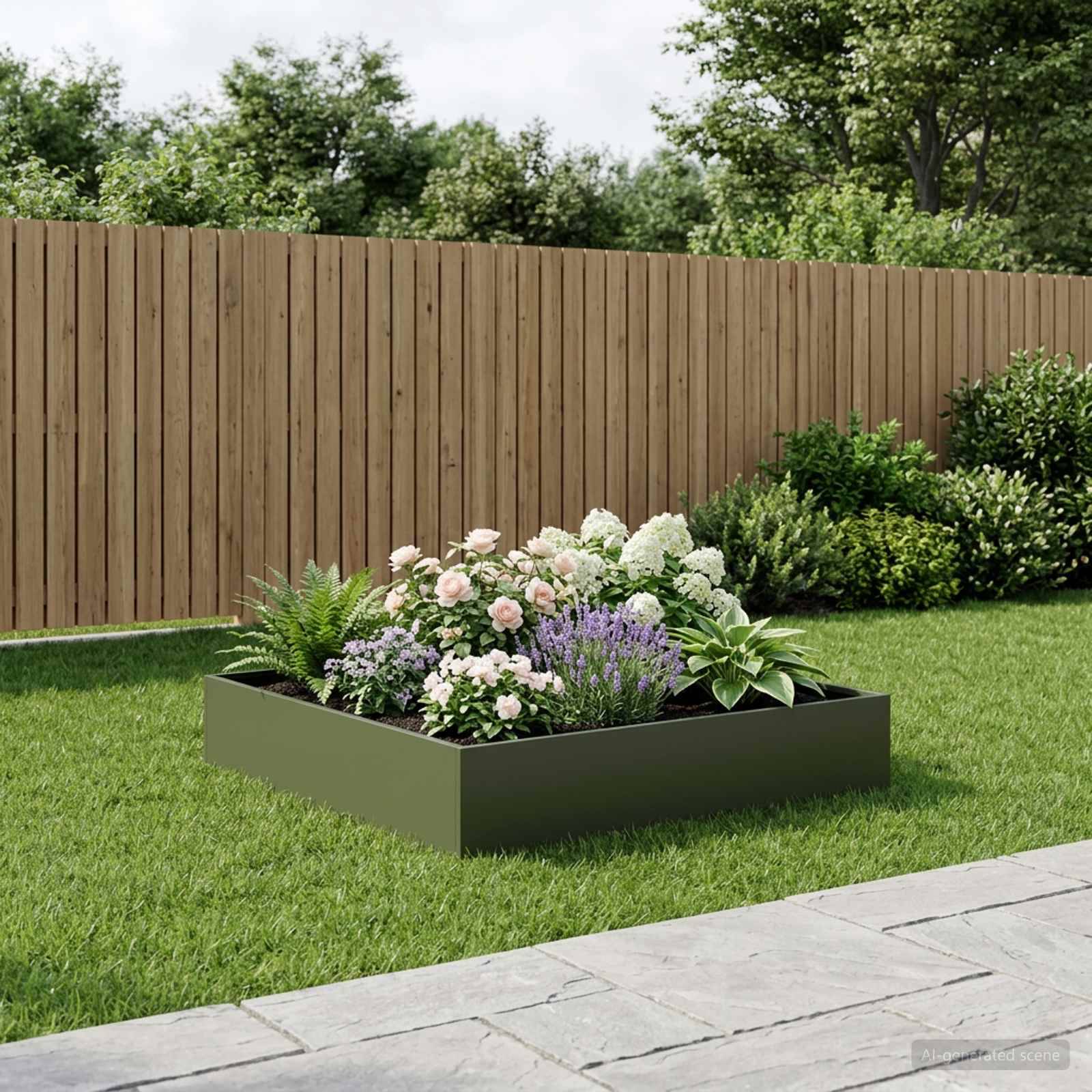 vidaXL Garten-Pflanzgefäß Olivgrün 100 x 100 x 20 cm
