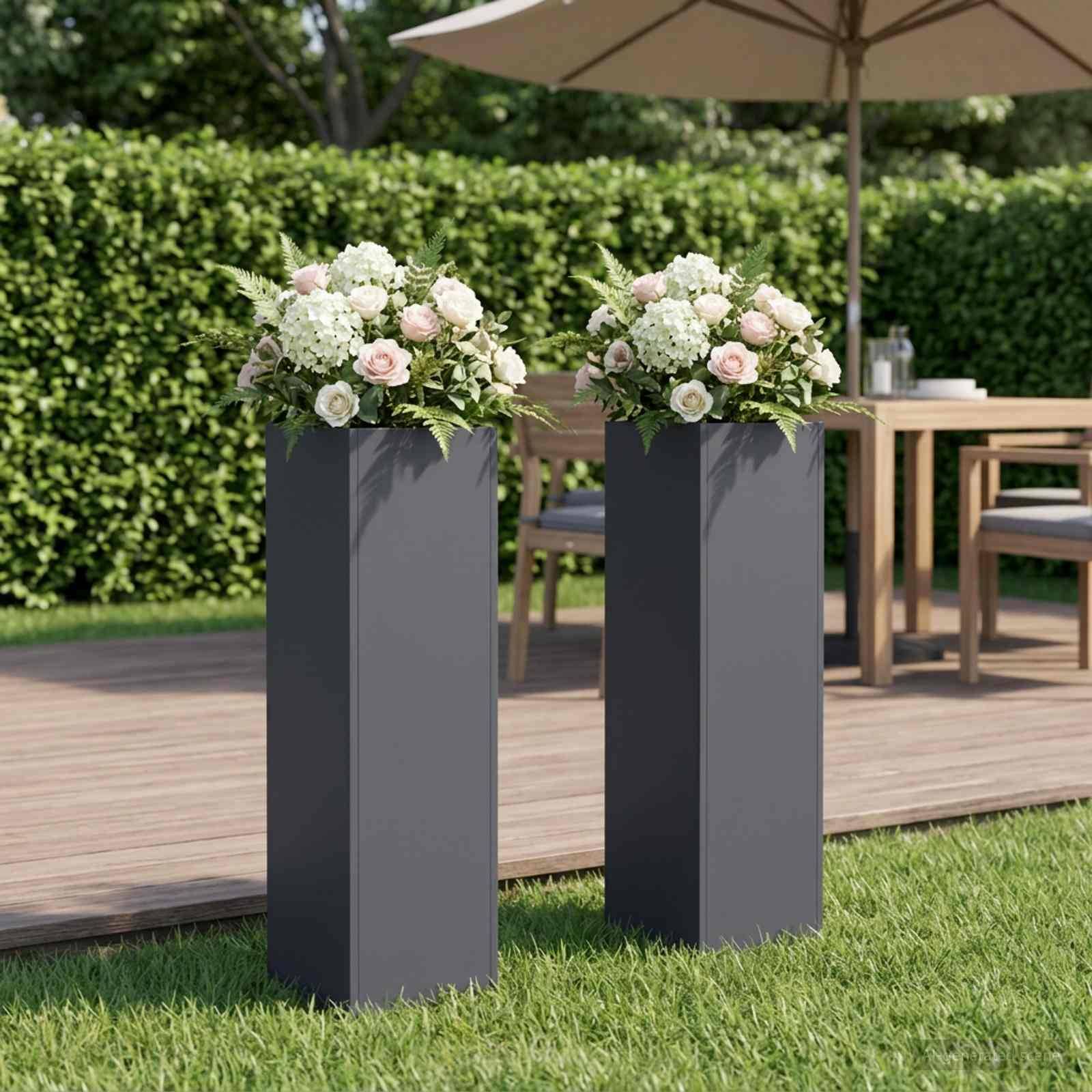 vidaXL Garten-Pflanzgefäß 2 stk. Anthrazit 20 x 20 x 75 cm